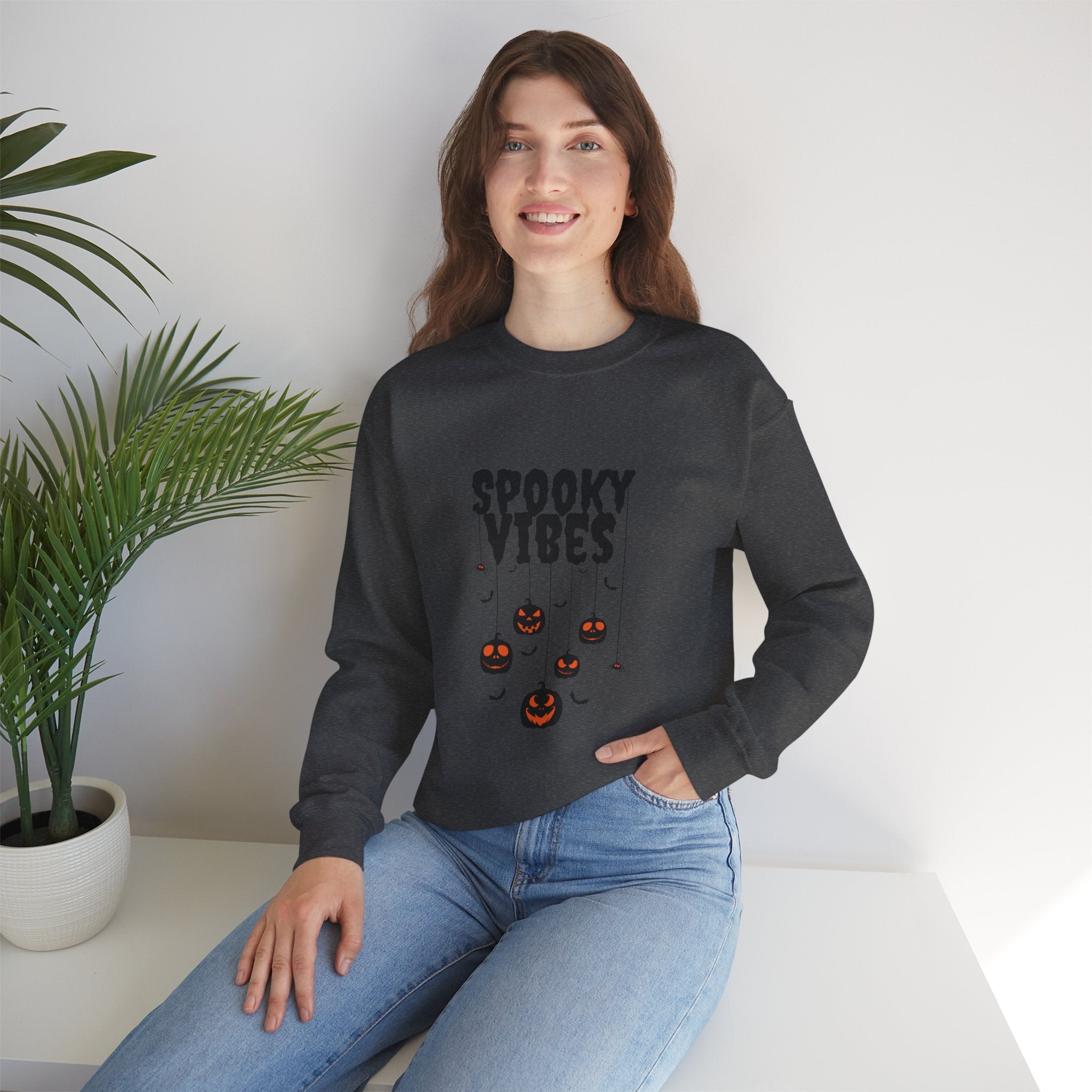 Leafen Spooky Vibes Unisex Garment-Dyed T-Shirt – 100% Ring-Spun Cotton, Soft Relaxed Fit Crewneck Tee for Men & Women