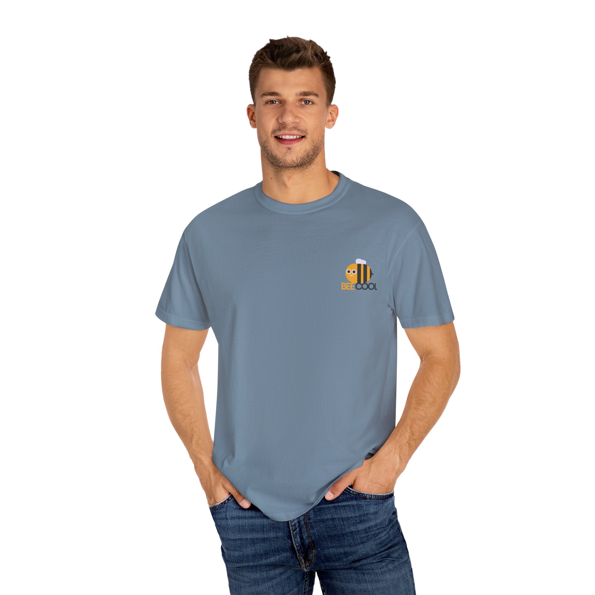 Leafen Bee Cool Unisex Garment-Dyed T-shirt, Casual Wear, Summer Vibe, Gift for Friends, Relaxed Everyday Style