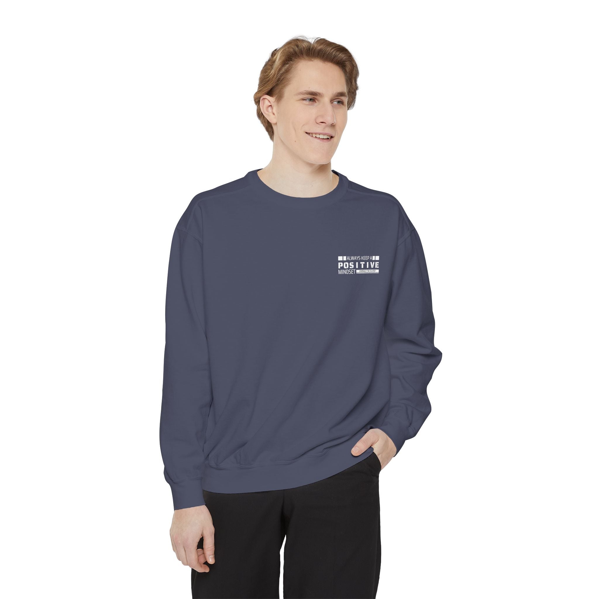 Leafen Positive Vibes Unisex Sweatshirt, Casual Crewneck, Gift for Friends, Motivational Apparel, Everyday Comfort Wear