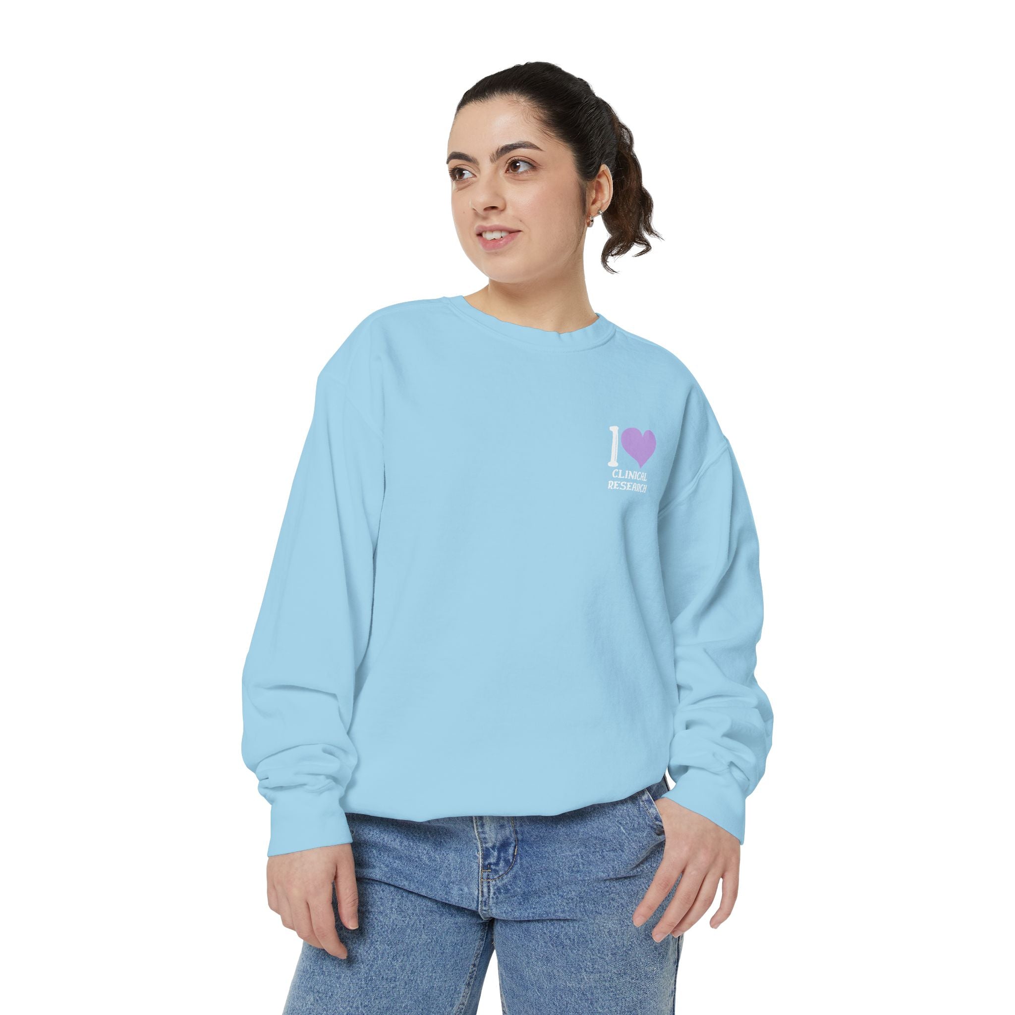 Leafen I Love Research Unisex Garment-Dyed Sweatshirt, Cozy Pullover Sweatshirt, Casual Streetwear, Gift for Her