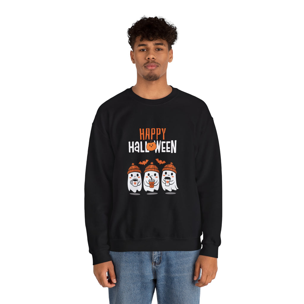 Leafen Happy Halloween Sweatshirt, Cozy Crewneck, Unisex Gift, Perfect for Halloween, Casual Wear