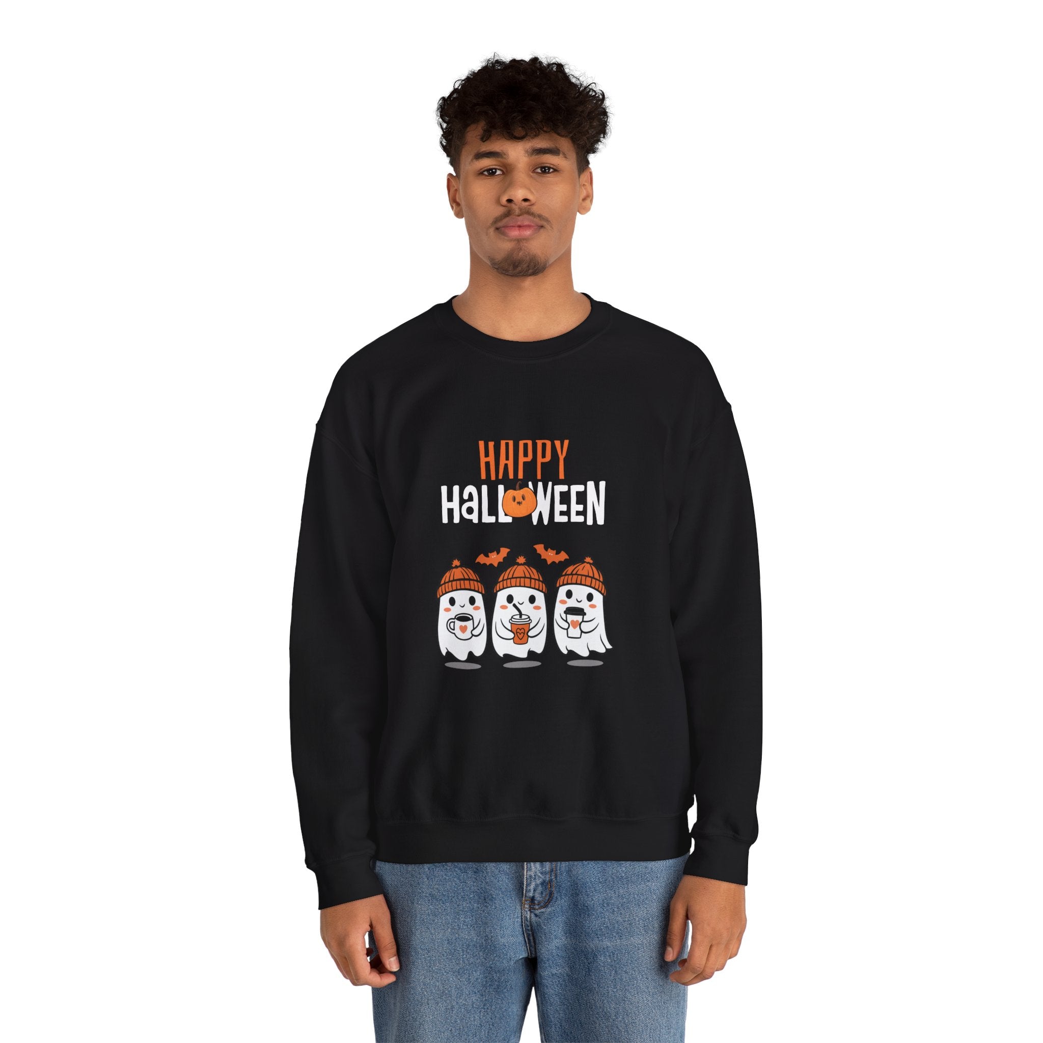 Leafen Happy Halloween Sweatshirt, Cozy Crewneck, Unisex Gift, Perfect for Halloween, Casual Wear