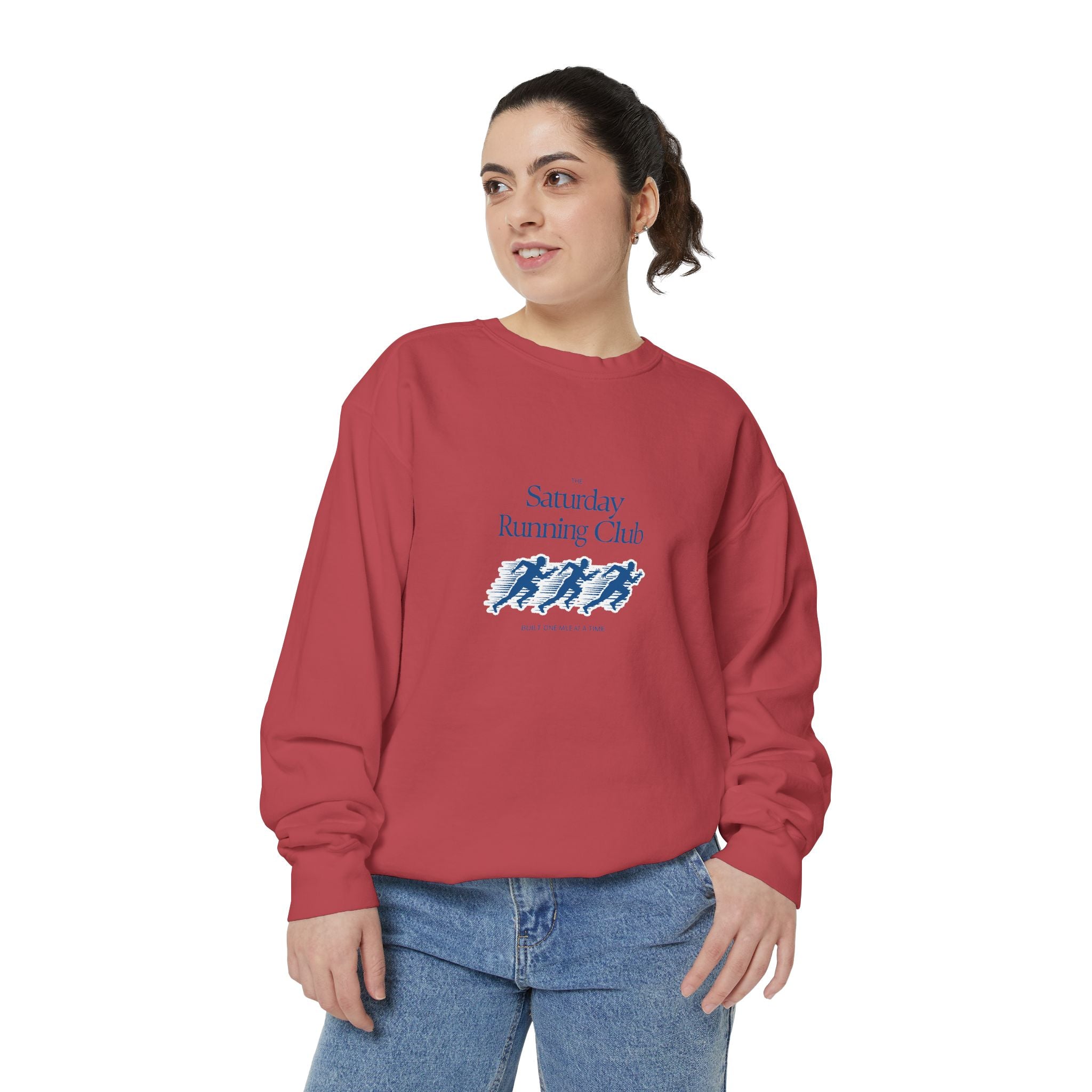 Running Club Unisex Garment-Dyed Sweatshirt, Cozy Pullover Sweatshirt, Casual Streetwear, Gift for Her