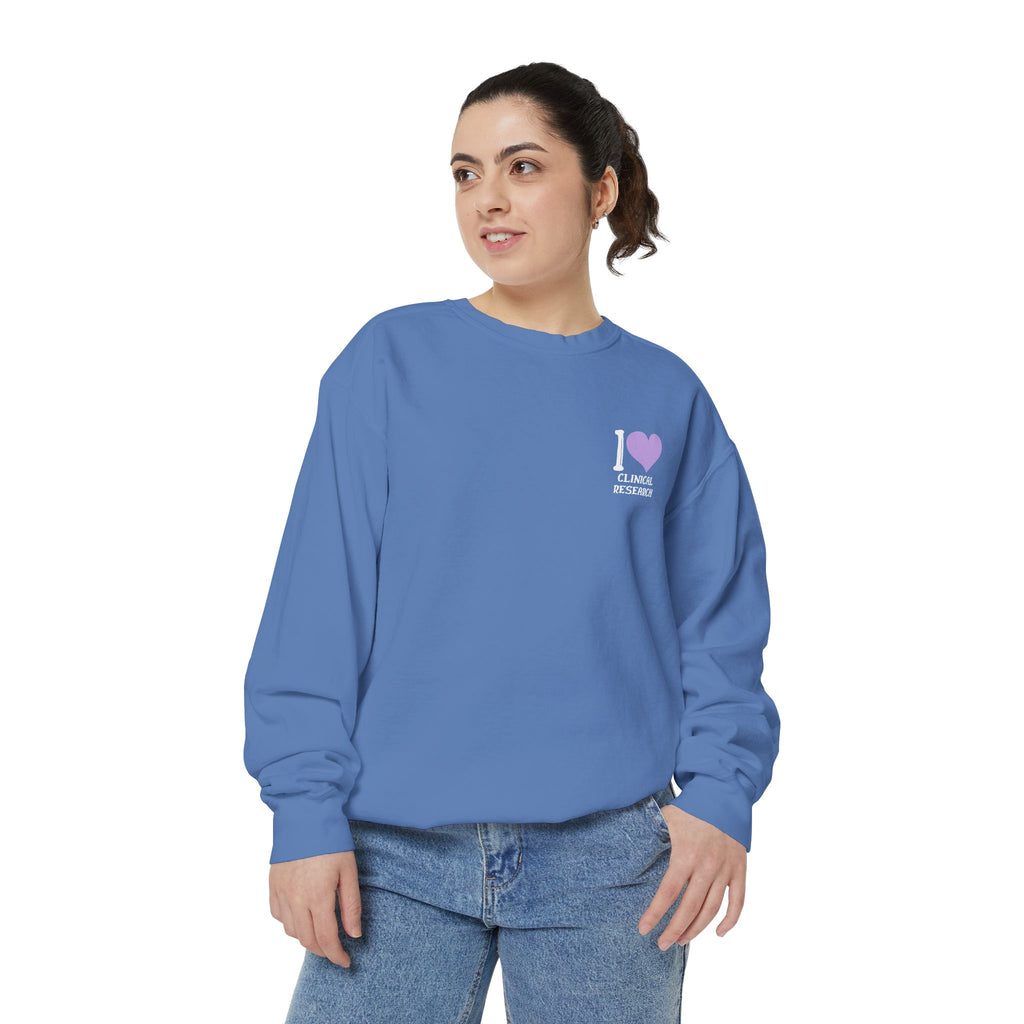 Leafen I Love Research Unisex Garment-Dyed Sweatshirt, Cozy Pullover Sweatshirt, Casual Streetwear, Gift for Her