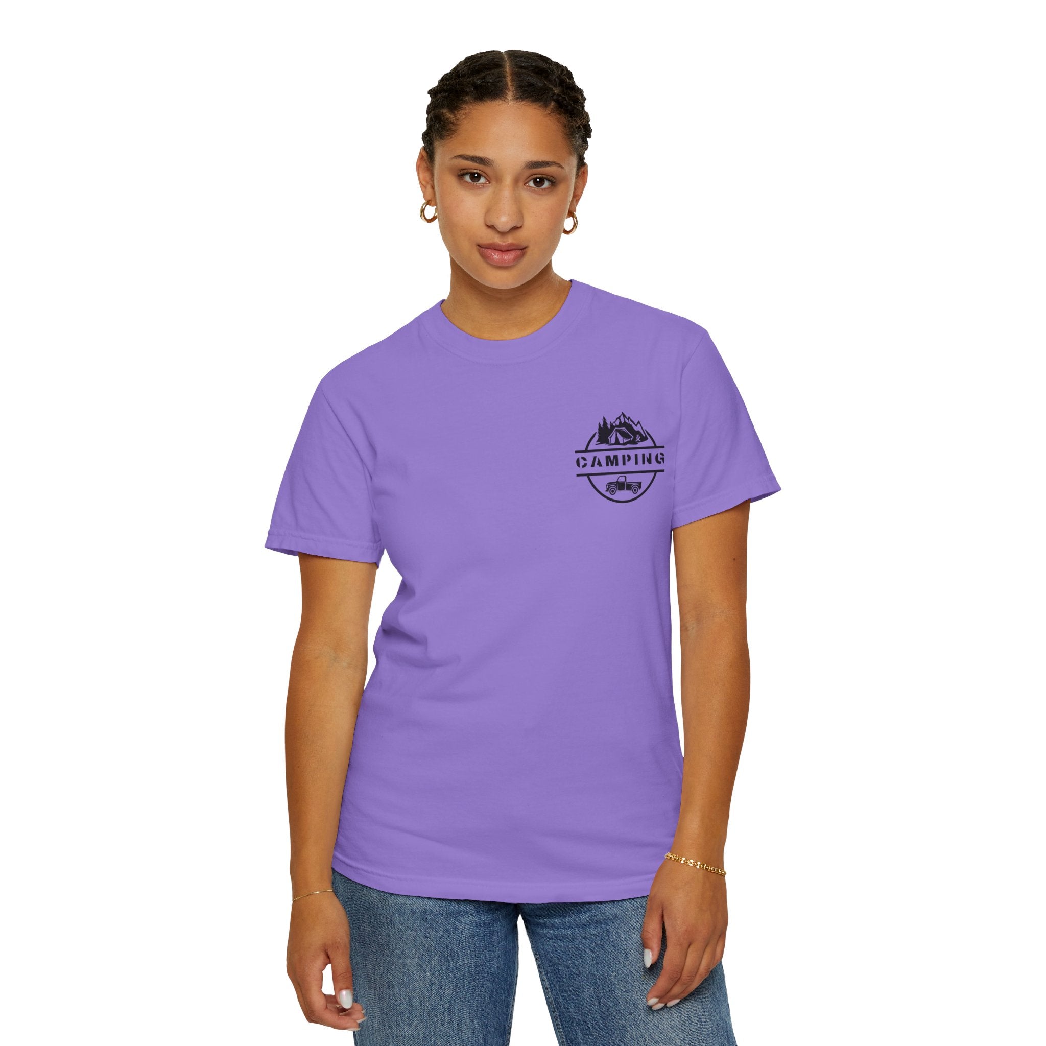 Leafen Camping Unisex Garment-Dyed T-shirt, Casual Wear, Summer Vibe, Gift for Friends, Relaxed Everyday Style