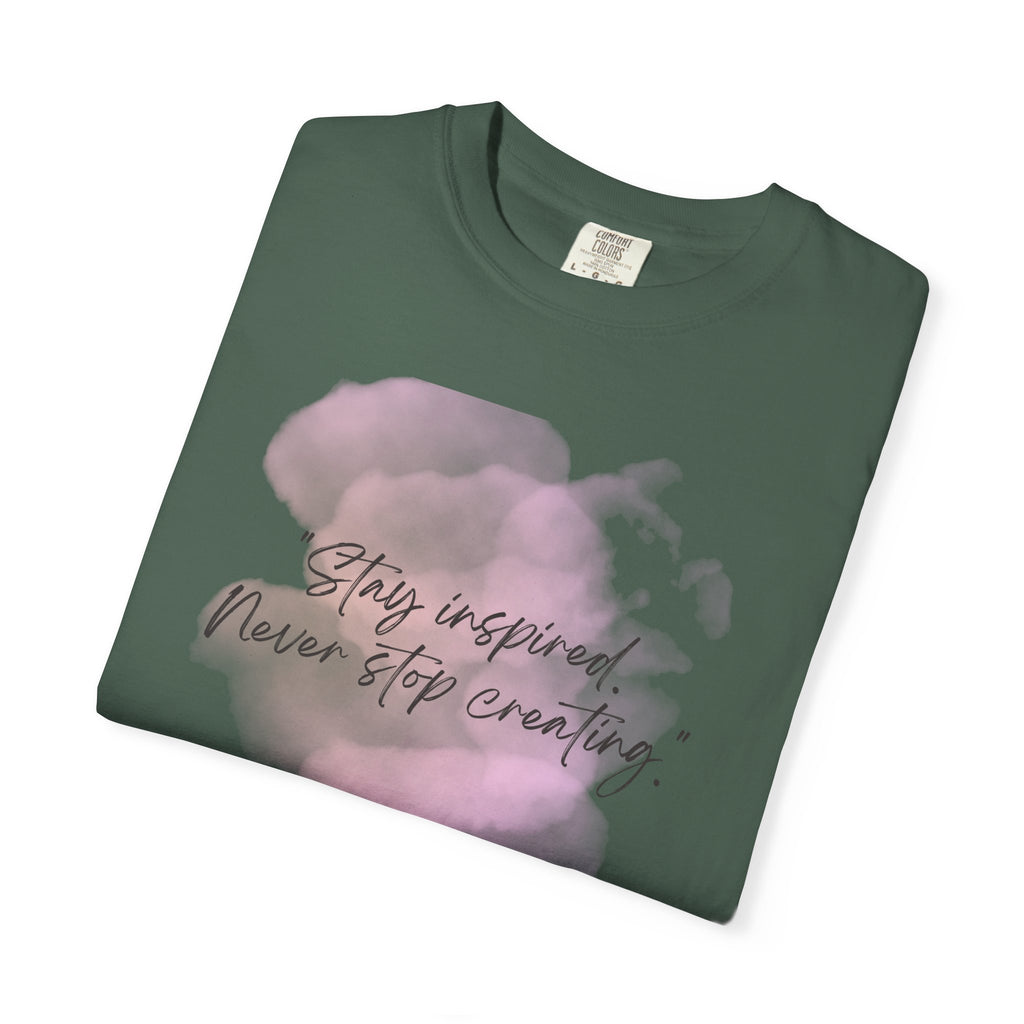 Leafen Stay Inspired Unisex Garment-Dyed T-shirt, Casual Wear, Summer Vibe, Gift for Friends, Relaxed Everyday Style