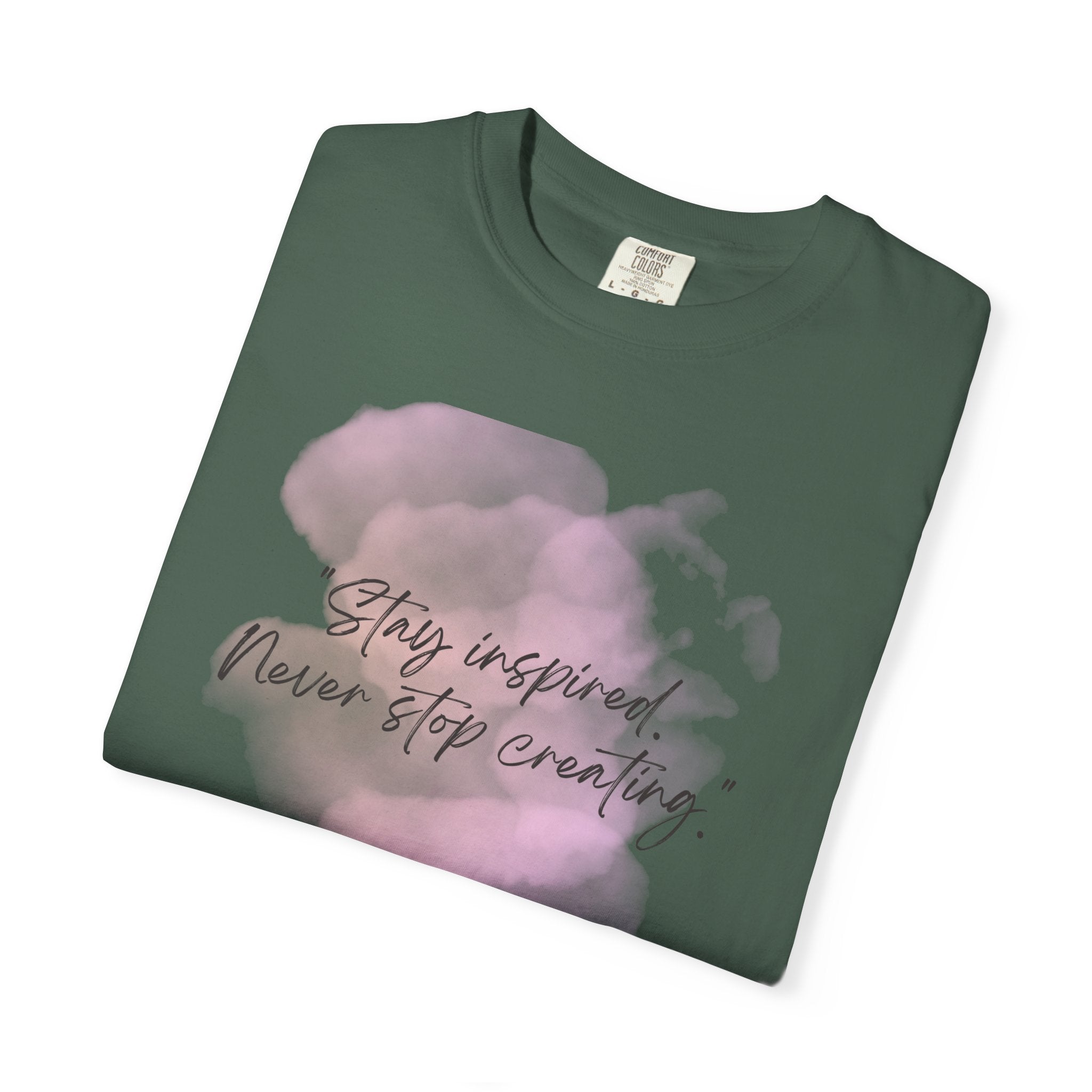 Leafen Stay Inspired Unisex Garment-Dyed T-shirt, Casual Wear, Summer Vibe, Gift for Friends, Relaxed Everyday Style