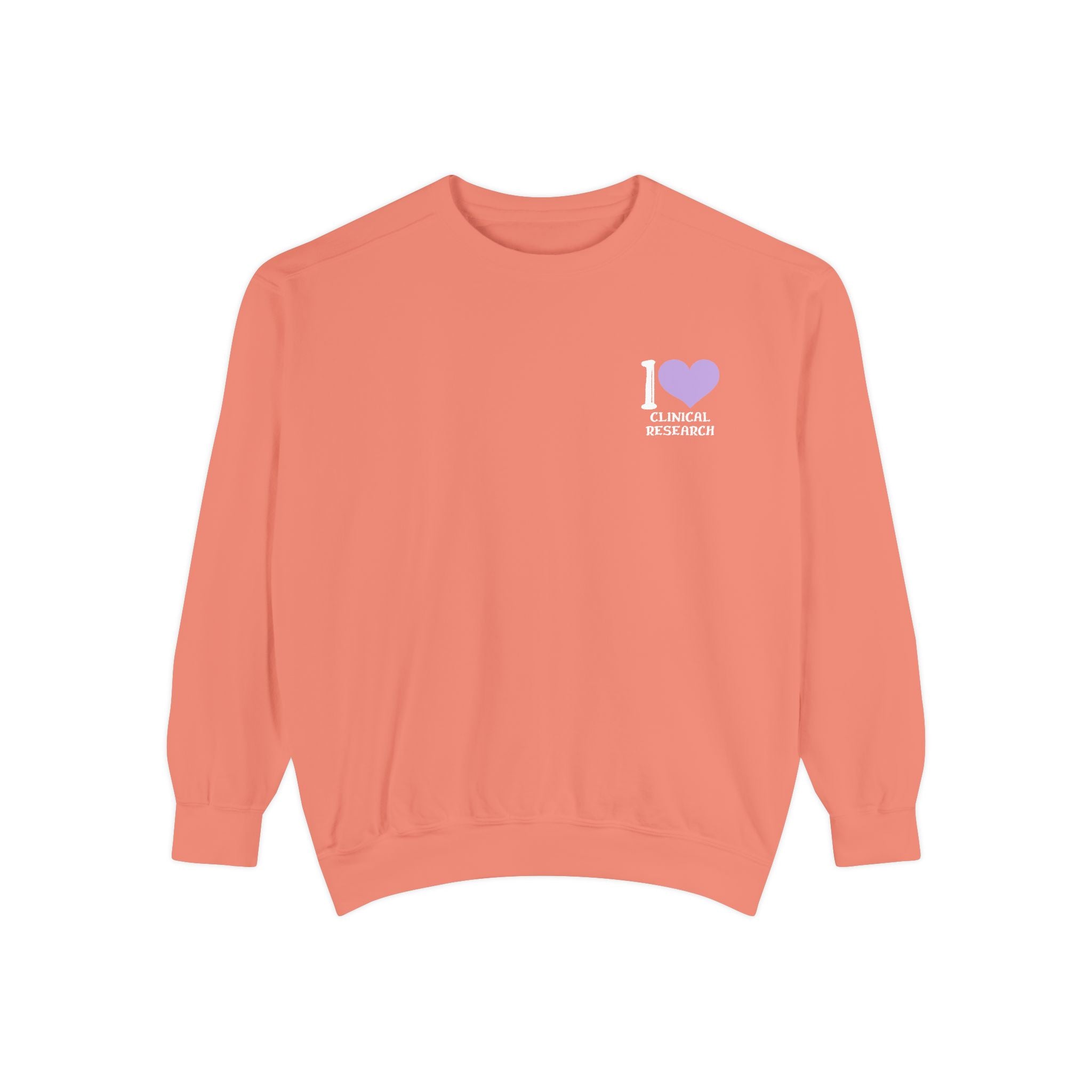 Leafen I Love Research Unisex Garment-Dyed Sweatshirt, Cozy Pullover Sweatshirt, Casual Streetwear, Gift for Her