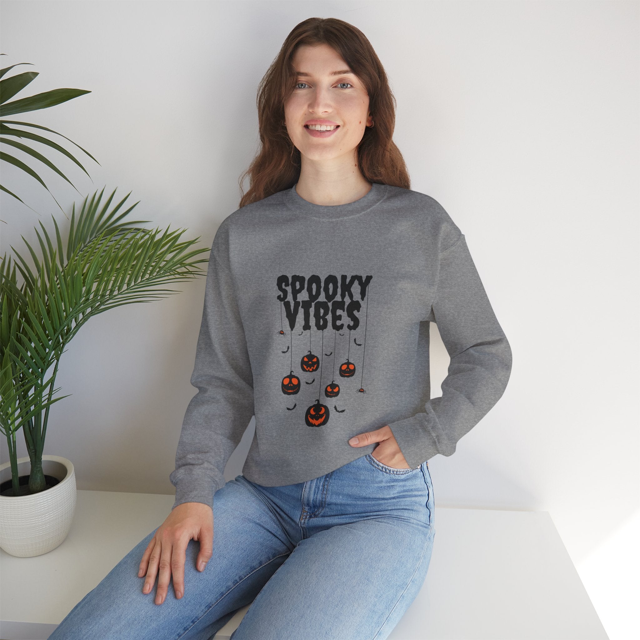 Leafen Spooky Vibes Unisex Garment-Dyed T-Shirt – 100% Ring-Spun Cotton, Soft Relaxed Fit Crewneck Tee for Men & Women