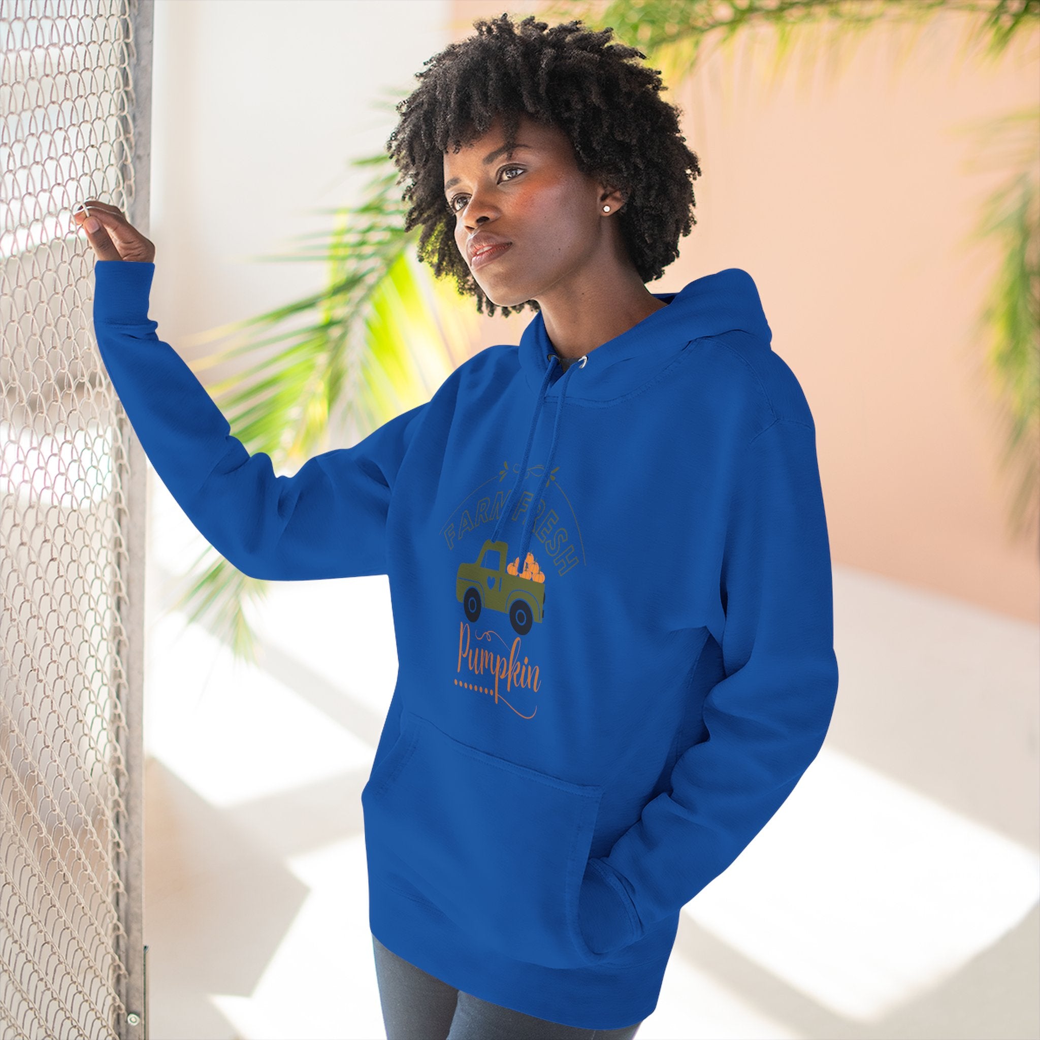 Leafen Autumn Fleece Hoodie - Peace, Love, Fall Design, Cozy Sweatshirt, Perfect for Thanksgiving, Fall Fashion, Gift Idea