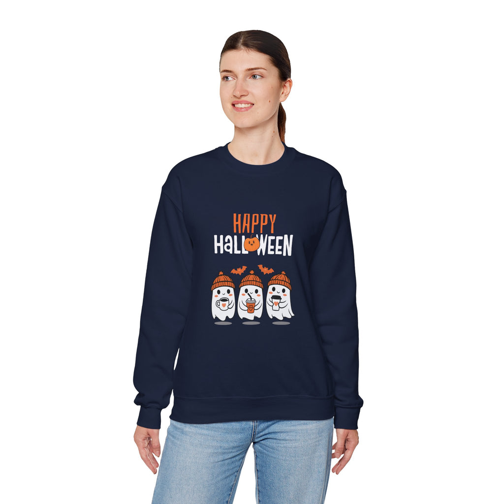 Leafen Happy Halloween Sweatshirt, Cozy Crewneck, Unisex Gift, Perfect for Halloween, Casual Wear