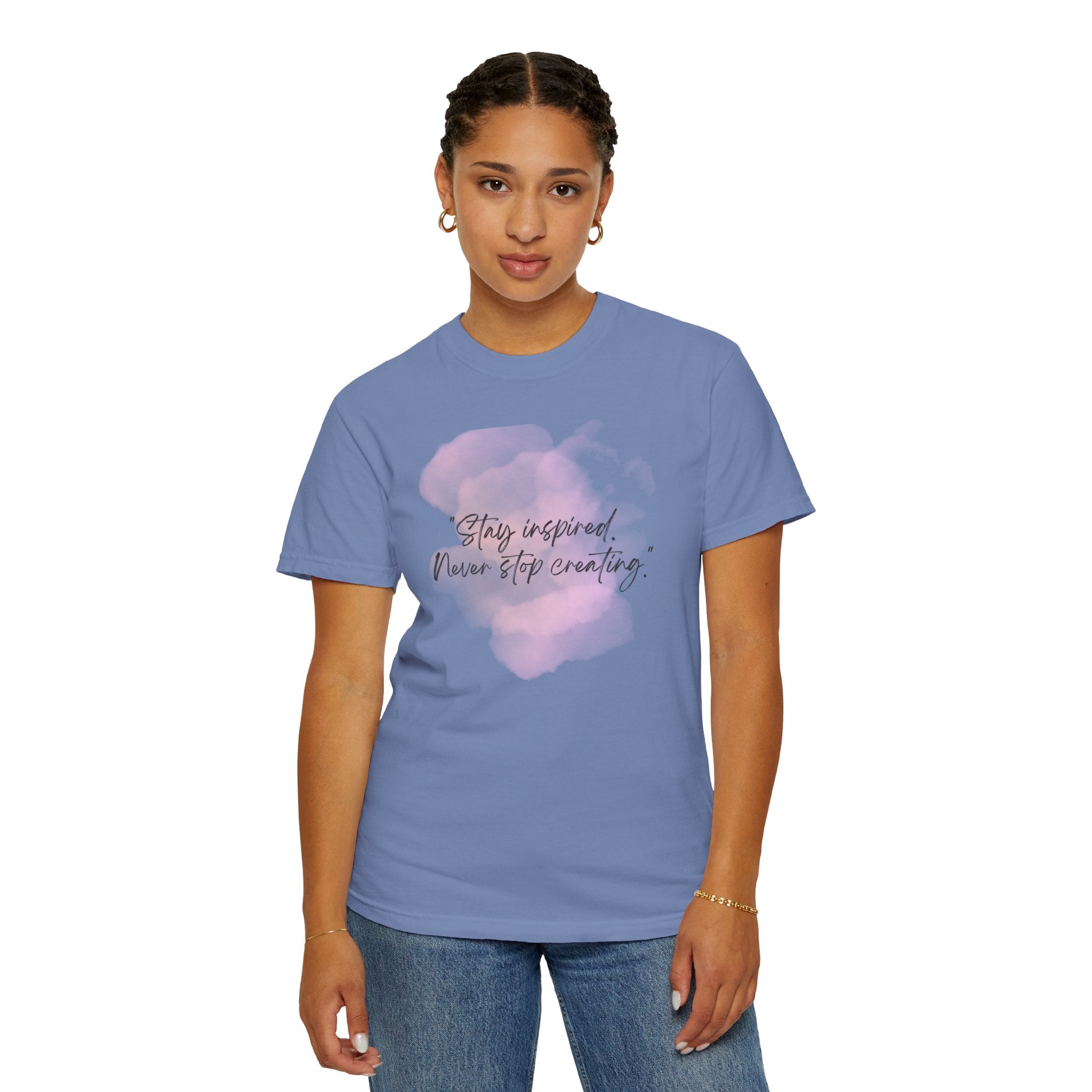 Leafen Stay Inspired Unisex Garment-Dyed T-shirt, Casual Wear, Summer Vibe, Gift for Friends, Relaxed Everyday Style