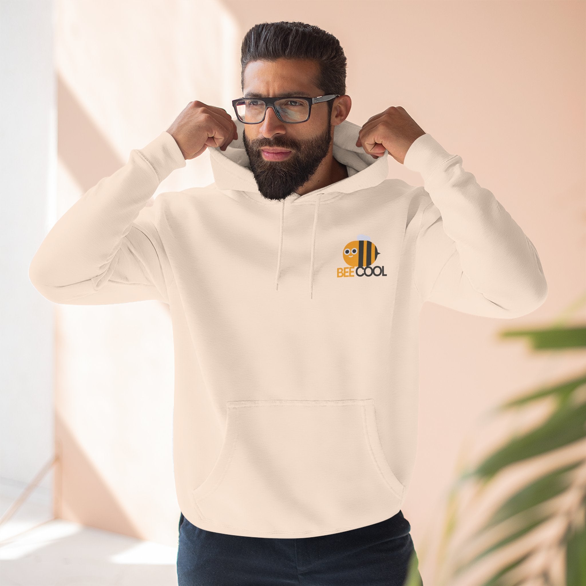 Leafen Bee Cool Fleece Hoodie - Fall Design, Cozy Sweatshirt, Perfect for cool weather, Fall Fashion, Gift Idea