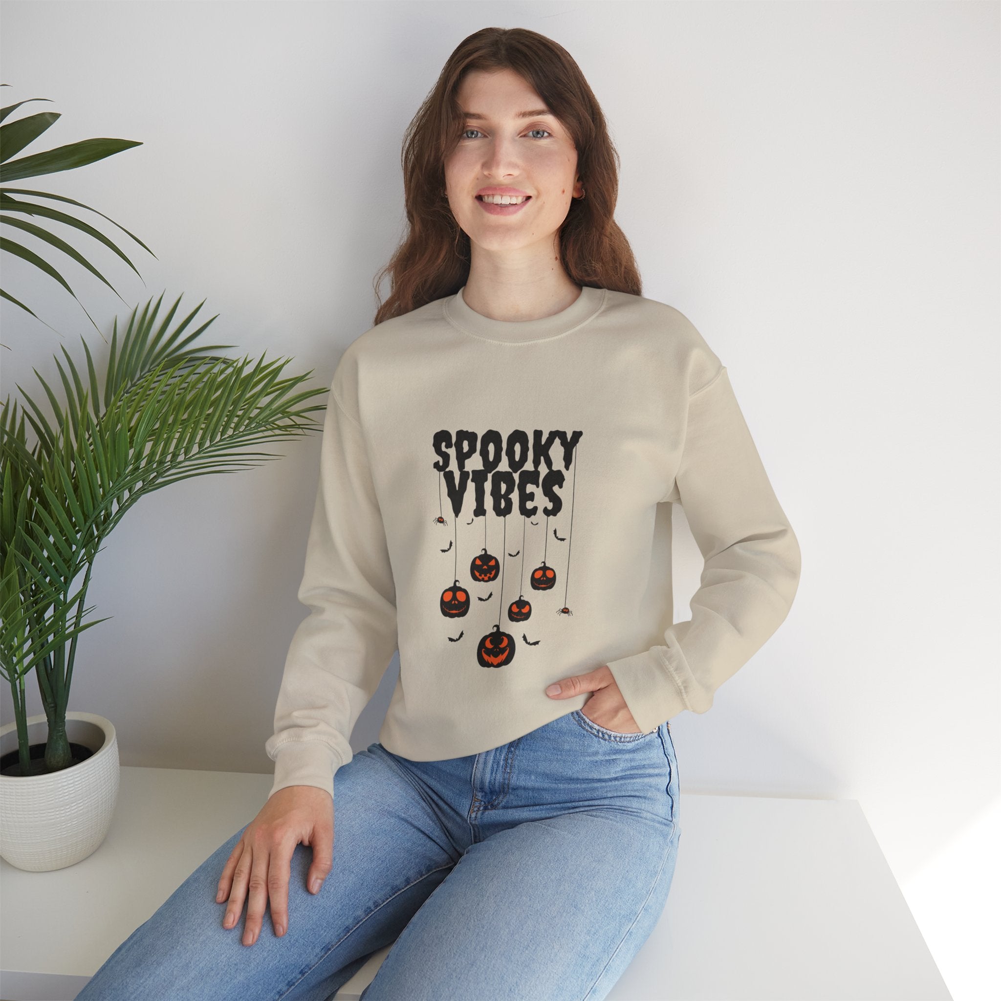 Leafen Spooky Vibes Unisex Garment-Dyed T-Shirt – 100% Ring-Spun Cotton, Soft Relaxed Fit Crewneck Tee for Men & Women