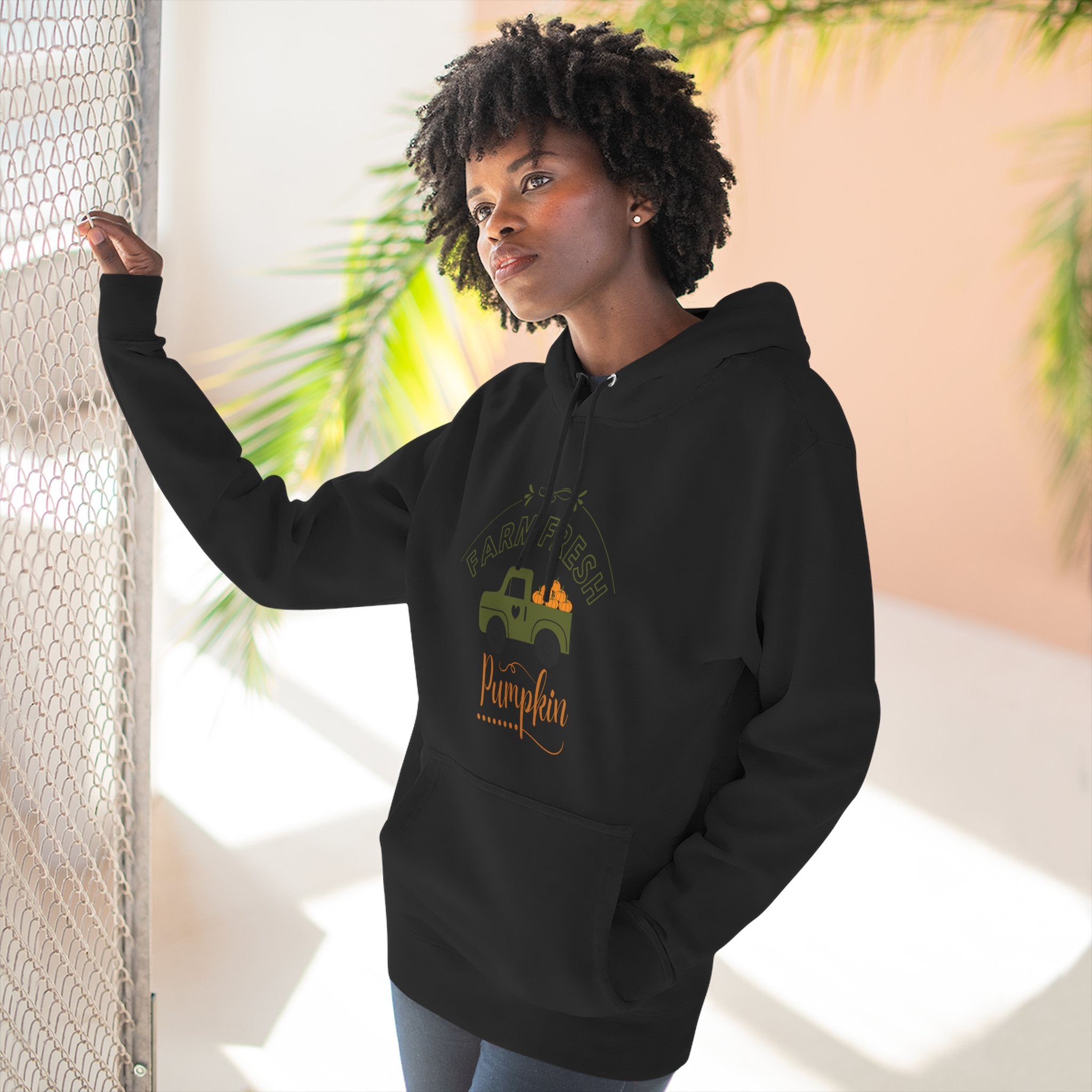 Leafen Autumn Fleece Hoodie - Peace, Love, Fall Design, Cozy Sweatshirt, Perfect for Thanksgiving, Fall Fashion, Gift Idea