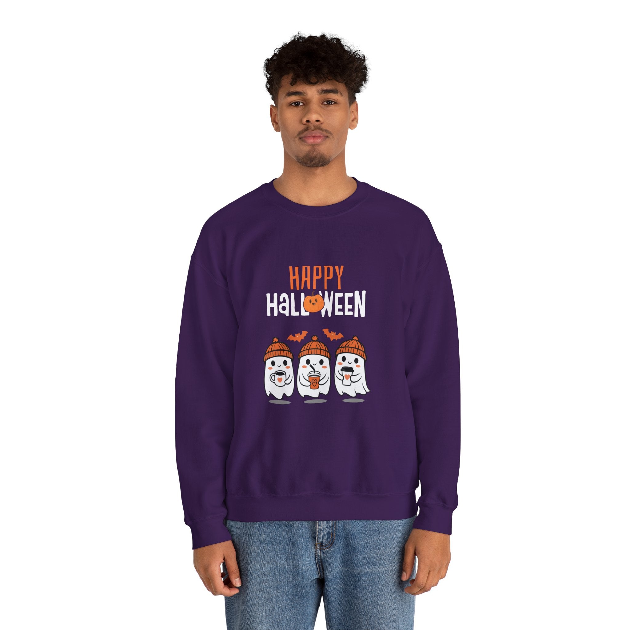Leafen Happy Halloween Sweatshirt, Cozy Crewneck, Unisex Gift, Perfect for Halloween, Casual Wear