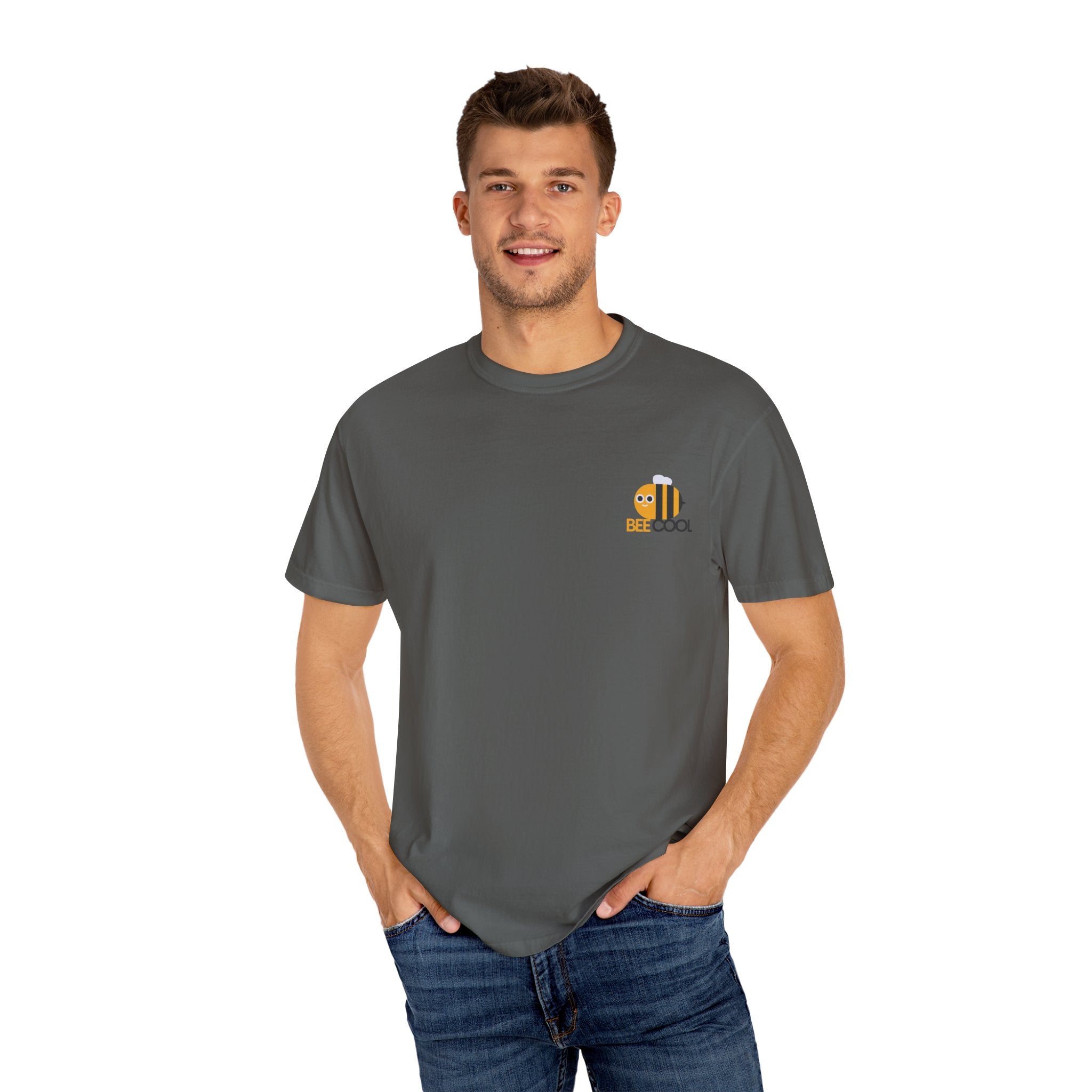 Leafen Bee Cool Unisex Garment-Dyed T-shirt, Casual Wear, Summer Vibe, Gift for Friends, Relaxed Everyday Style