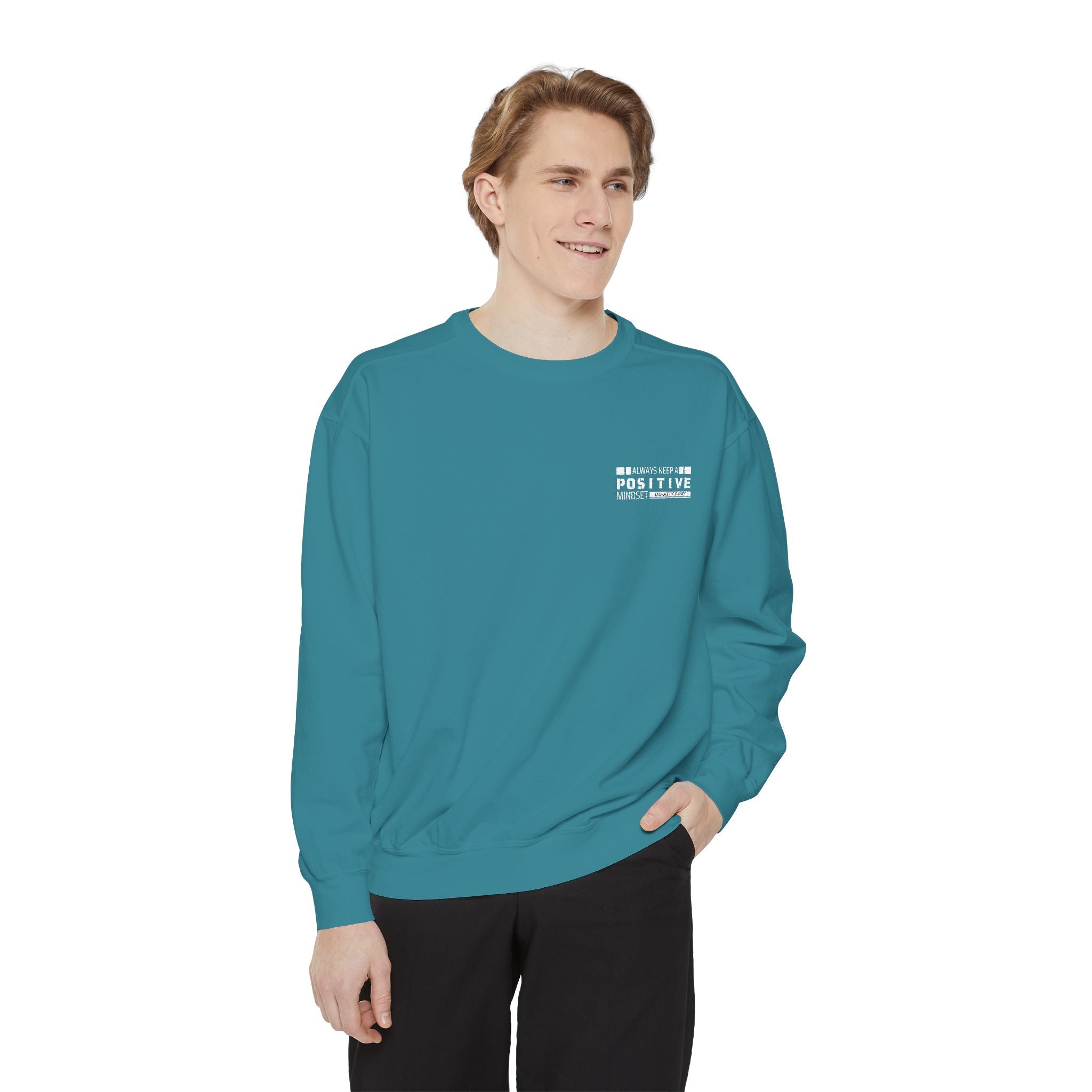 Leafen Positive Vibes Unisex Sweatshirt, Casual Crewneck, Gift for Friends, Motivational Apparel, Everyday Comfort Wear