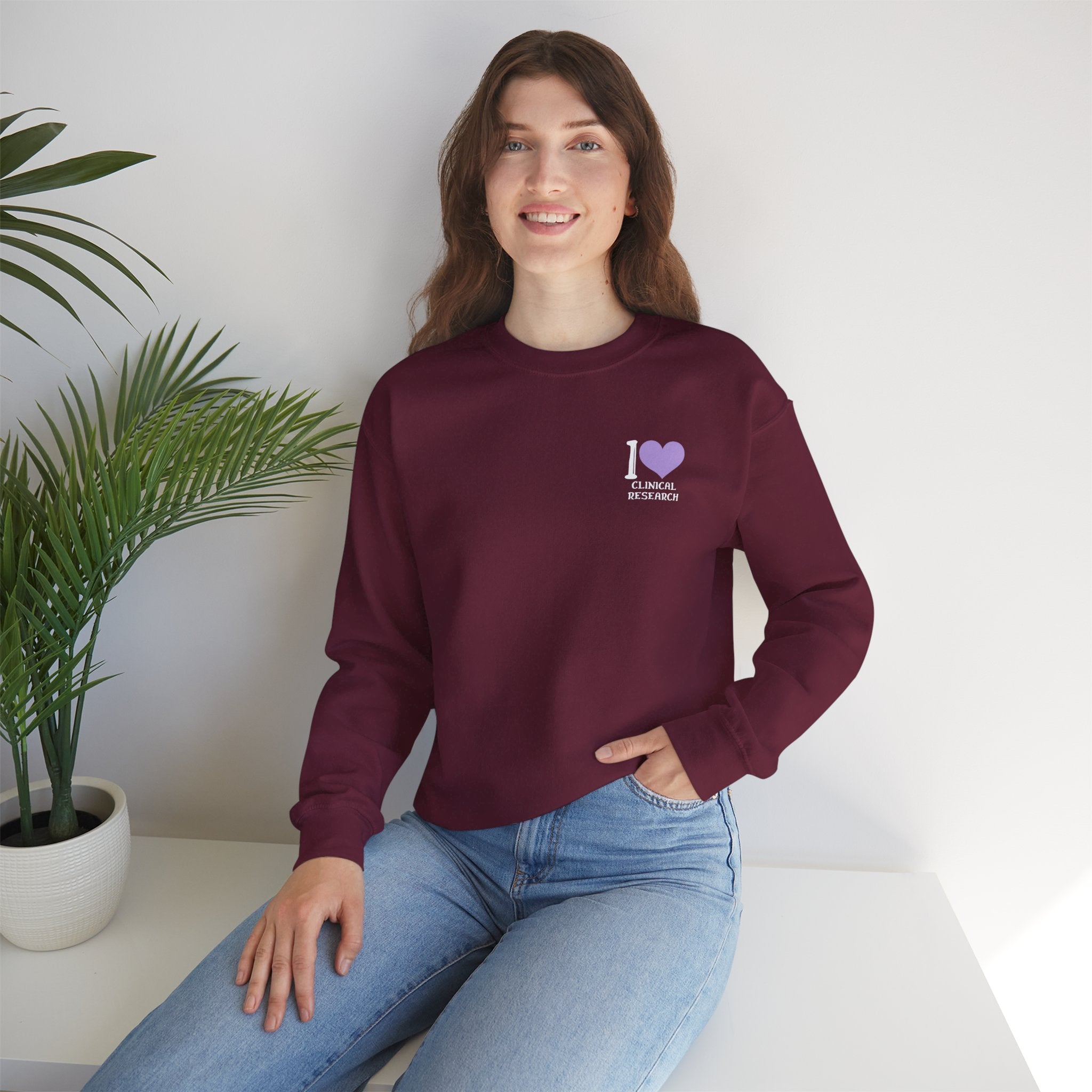 Leafen I Love Research Sweatshirt, Cozy Crewneck, Unisex Gift, Perfect for Researchers, Science Lovers, Casual Wear