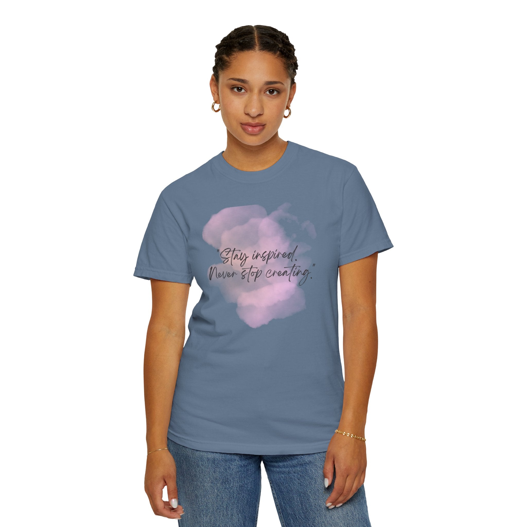 Leafen Stay Inspired Unisex Garment-Dyed T-shirt, Casual Wear, Summer Vibe, Gift for Friends, Relaxed Everyday Style