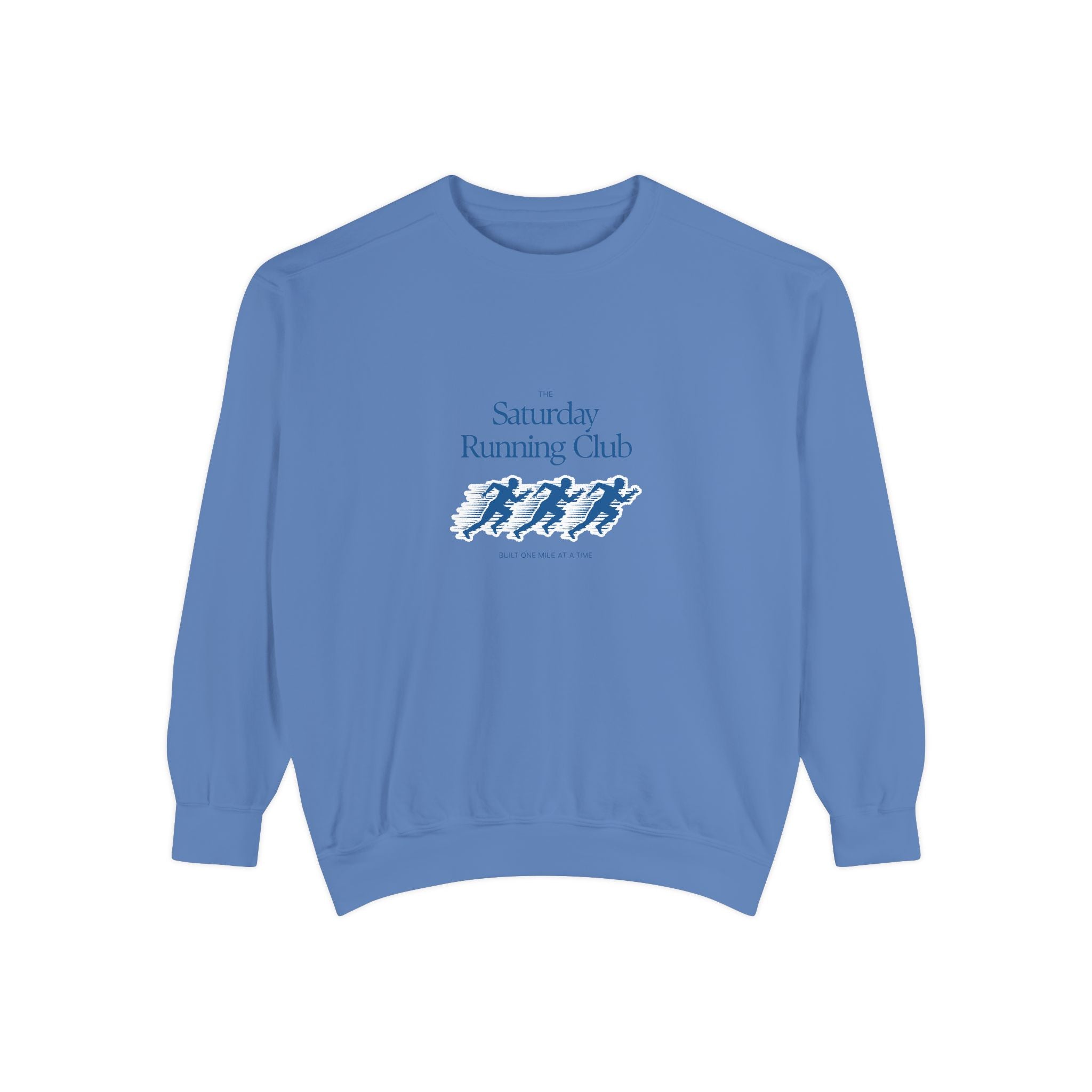 Running Club Unisex Garment-Dyed Sweatshirt, Cozy Pullover Sweatshirt, Casual Streetwear, Gift for Her