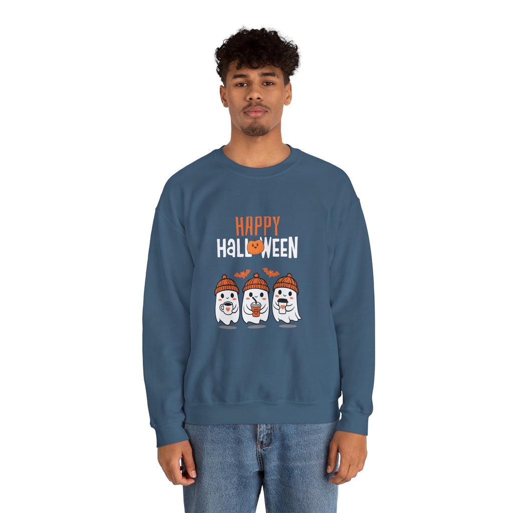 Leafen Happy Halloween Sweatshirt, Cozy Crewneck, Unisex Gift, Perfect for Halloween, Casual Wear