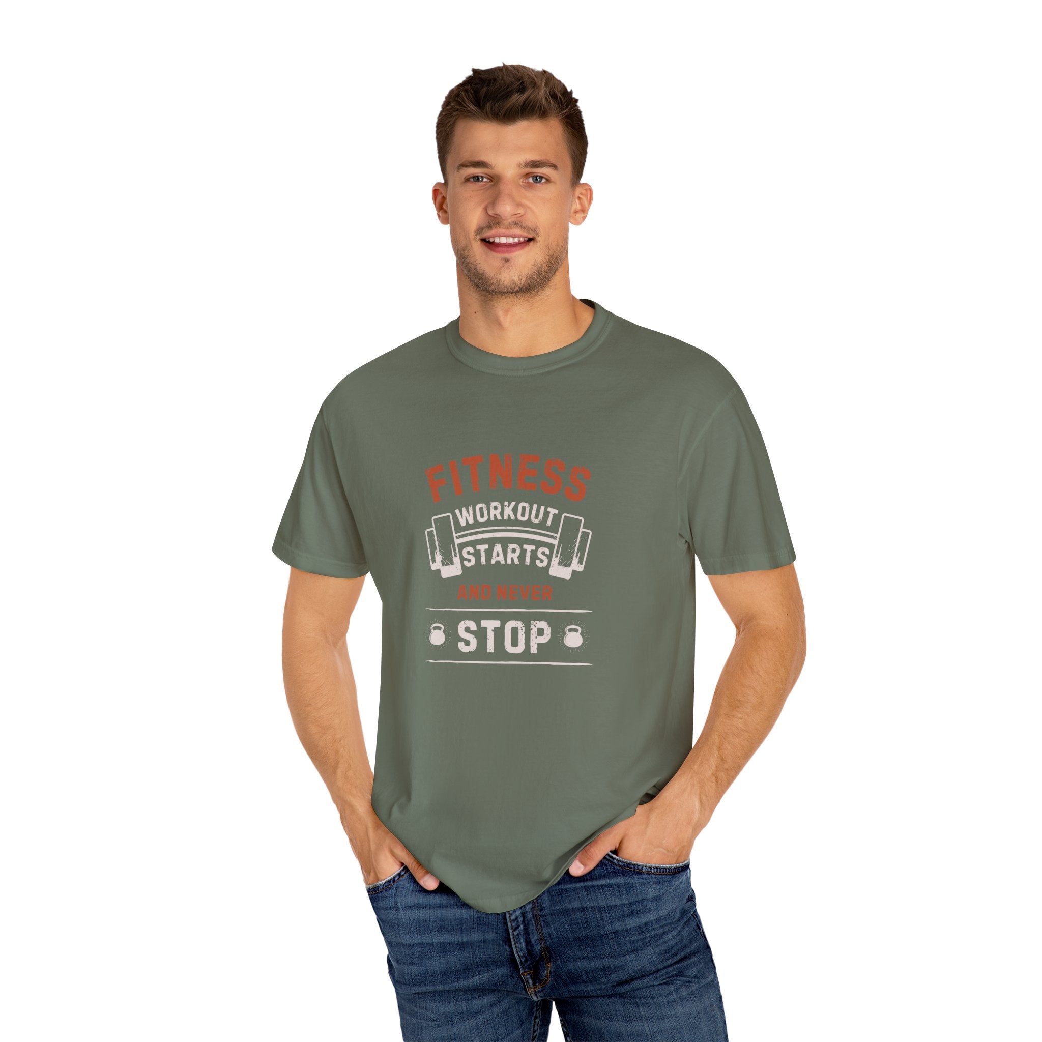 Fitness Workout Unisex Garment-Dyed T-shirt, Casual Wear, Summer Vibe, Gift for Friends, Motivational Relaxed Everyday Style