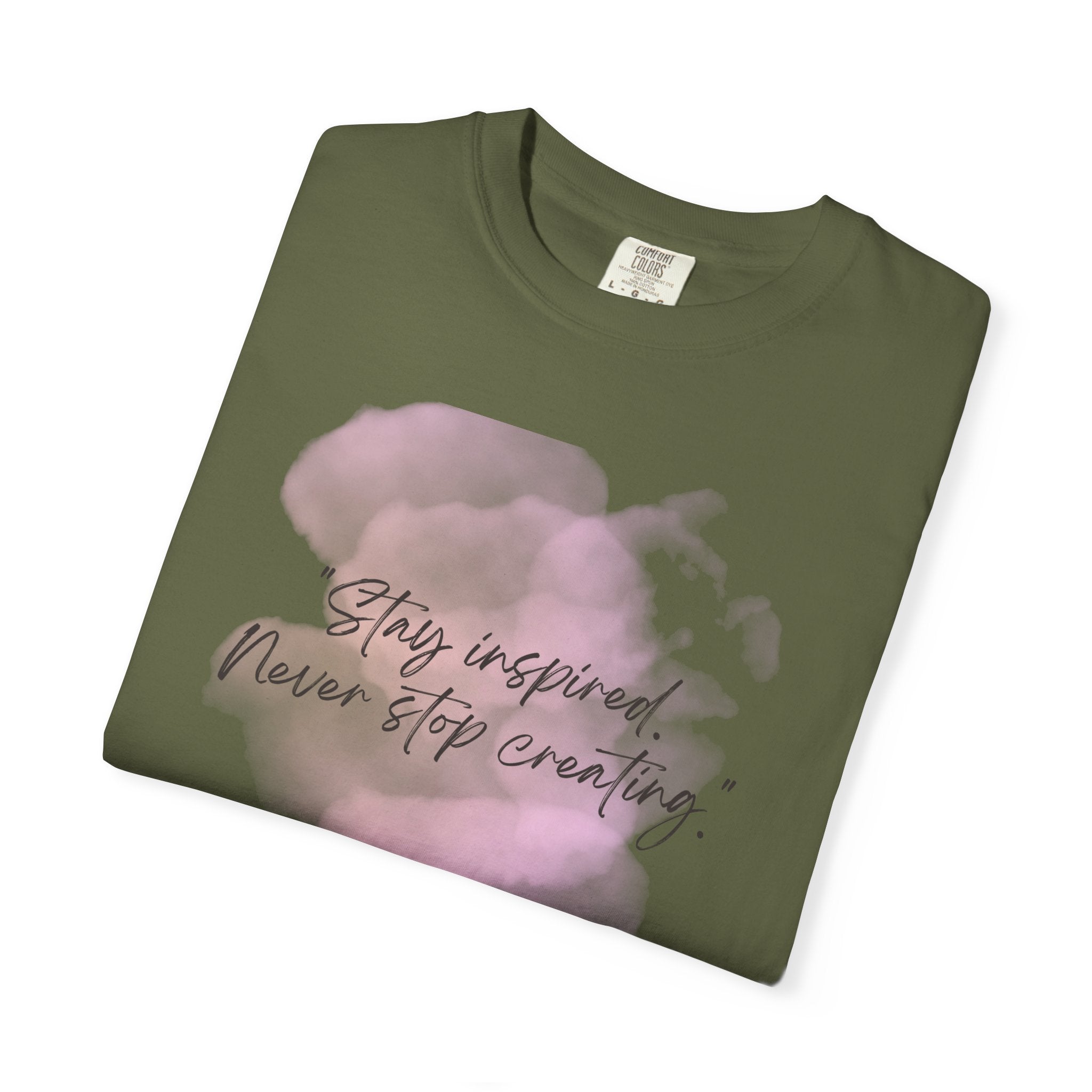 Leafen Stay Inspired Unisex Garment-Dyed T-shirt, Casual Wear, Summer Vibe, Gift for Friends, Relaxed Everyday Style