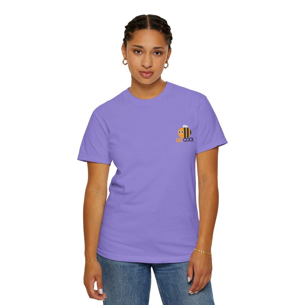 Leafen Bee Cool Unisex Garment-Dyed T-shirt, Casual Wear, Summer Vibe, Gift for Friends, Relaxed Everyday Style