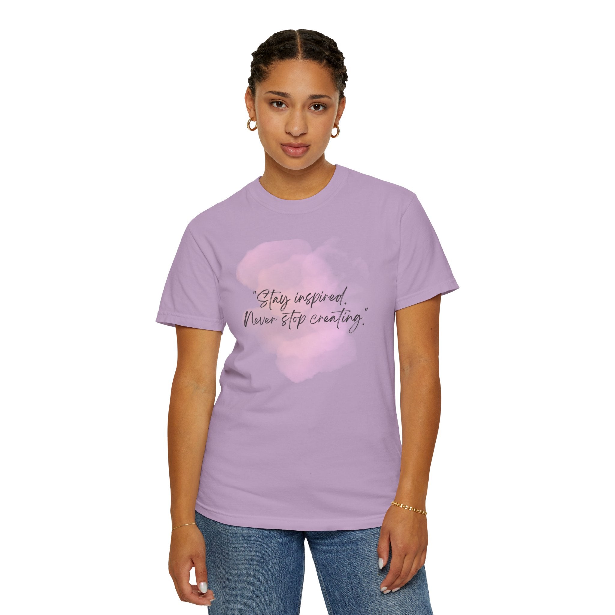 Leafen Stay Inspired Unisex Garment-Dyed T-shirt, Casual Wear, Summer Vibe, Gift for Friends, Relaxed Everyday Style