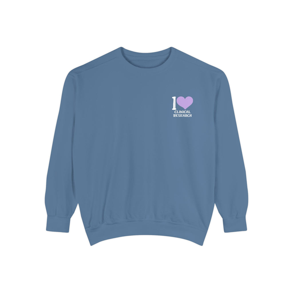 Leafen I Love Research Unisex Garment-Dyed Sweatshirt, Cozy Pullover Sweatshirt, Casual Streetwear, Gift for Her