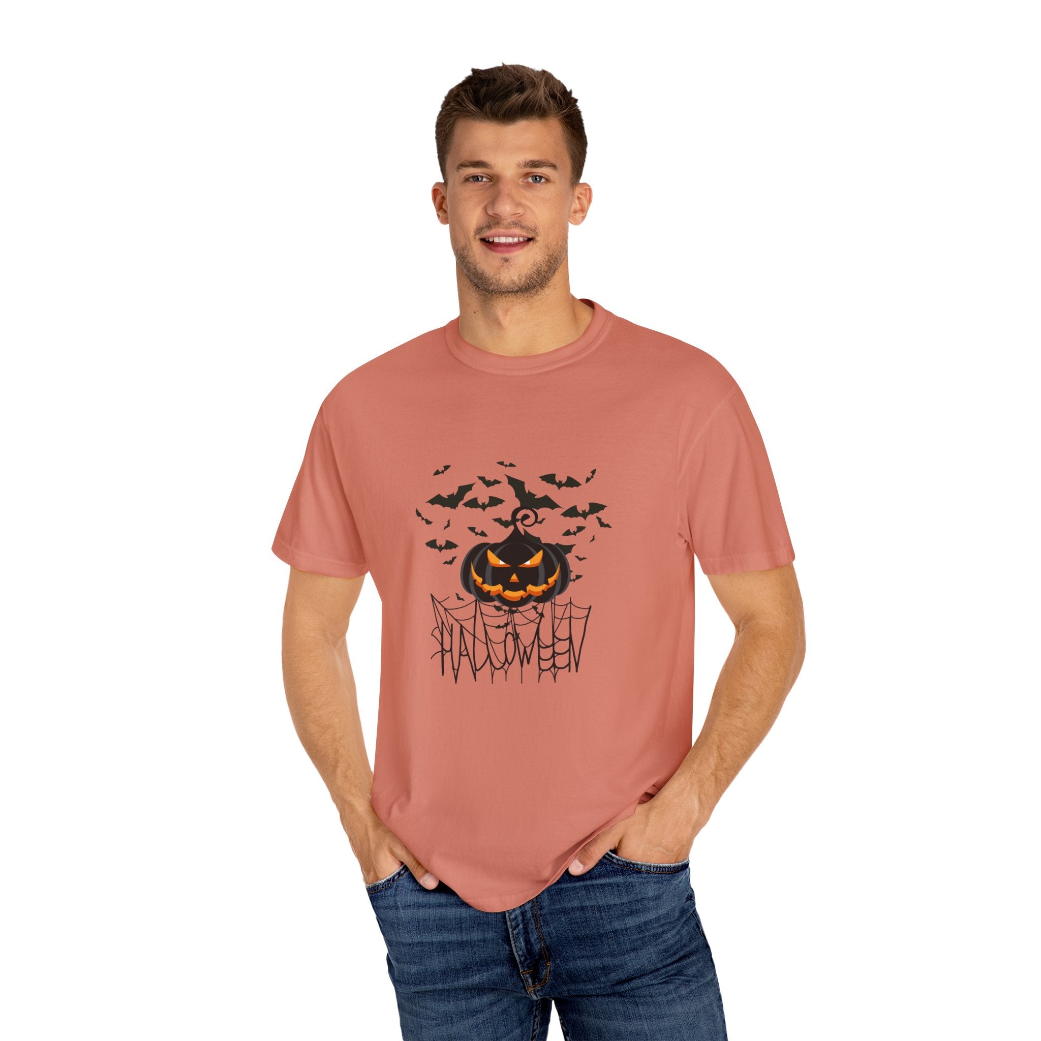 Halloween Vibe Unisex Garment-Dyed T-shirt, Casual Wear, Summer Vibe, Gift for Friends, Relaxed Everyday Style