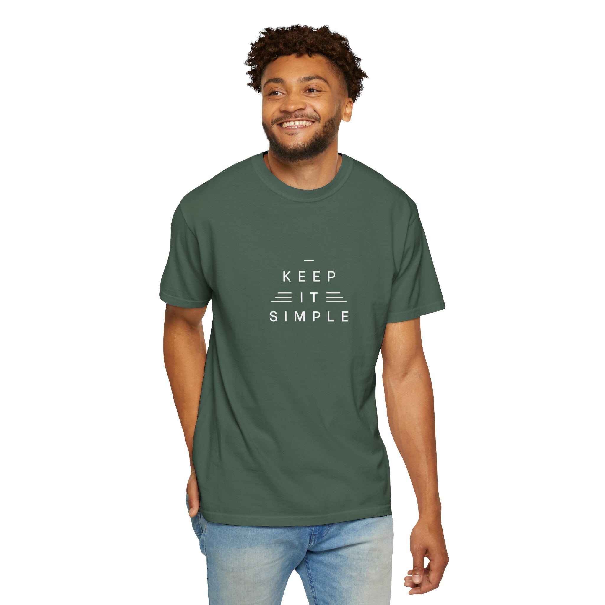 Leafen Keep it Simple Unisex Garment-Dyed T-shirt, Casual Wear, Summer Vibe, Gift for Friends, Relaxed Everyday Style