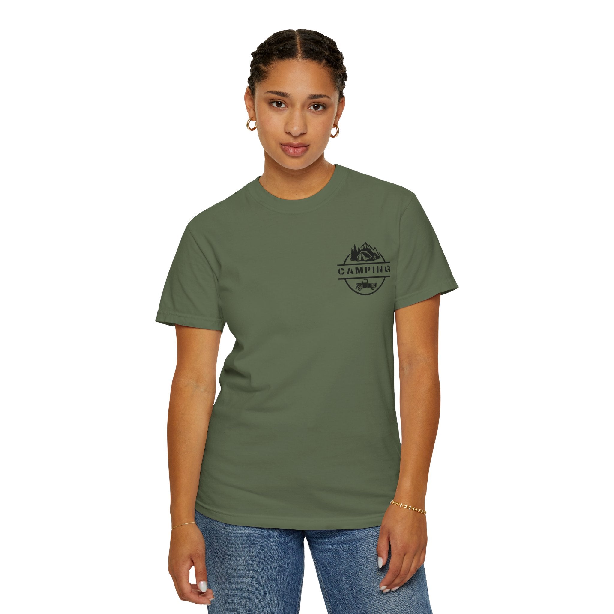 Leafen Camping Unisex Garment-Dyed T-shirt, Casual Wear, Summer Vibe, Gift for Friends, Relaxed Everyday Style