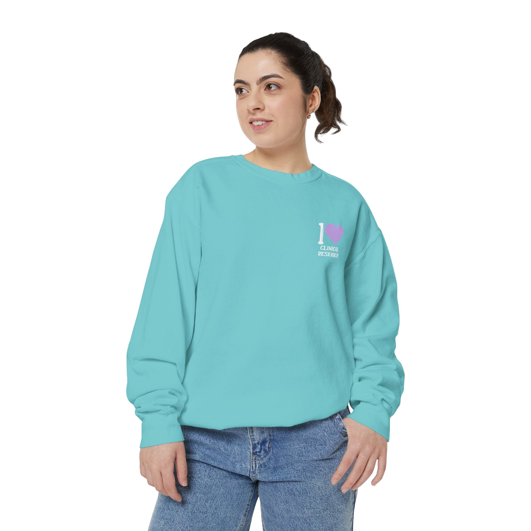 Leafen I Love Research Unisex Garment-Dyed Sweatshirt, Cozy Pullover Sweatshirt, Casual Streetwear, Gift for Her