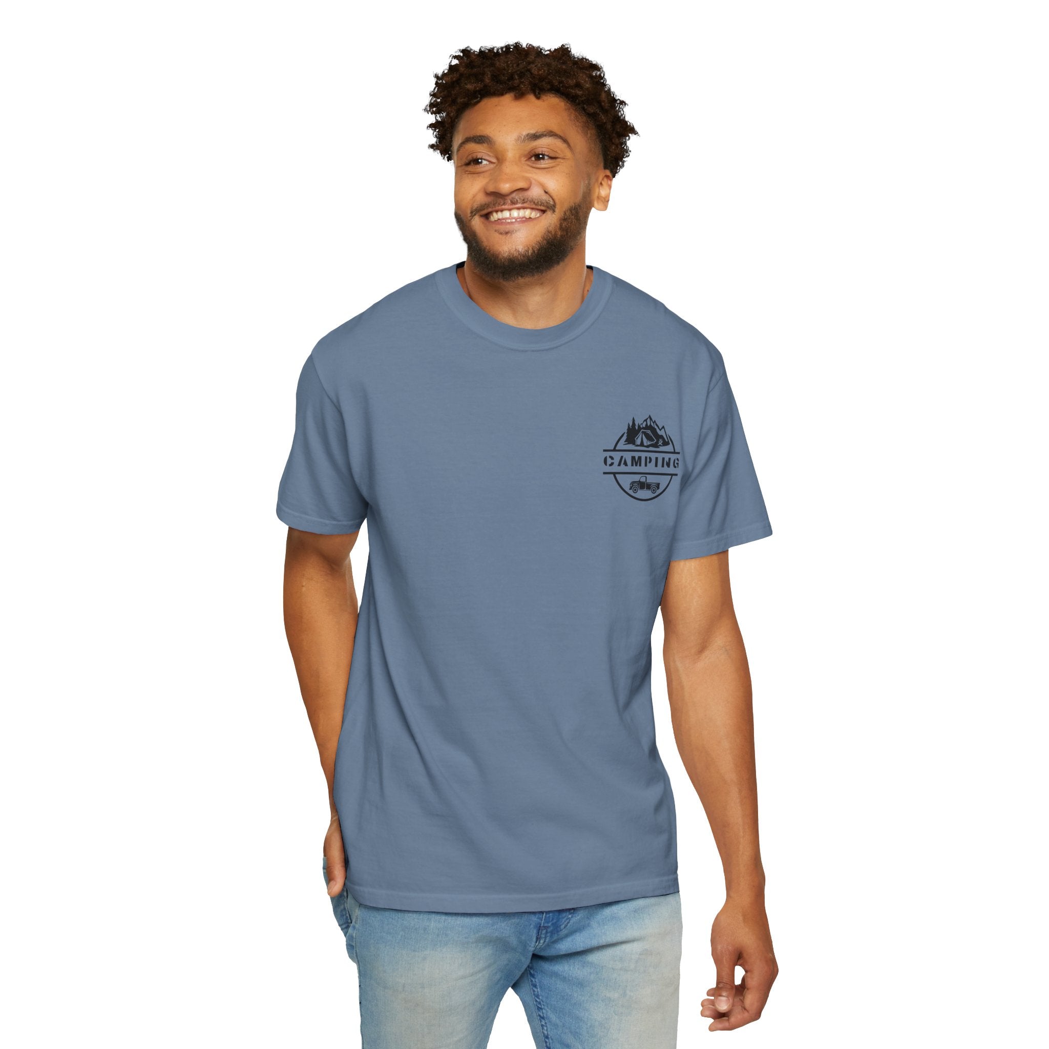 Leafen Camping Unisex Garment-Dyed T-shirt, Casual Wear, Summer Vibe, Gift for Friends, Relaxed Everyday Style
