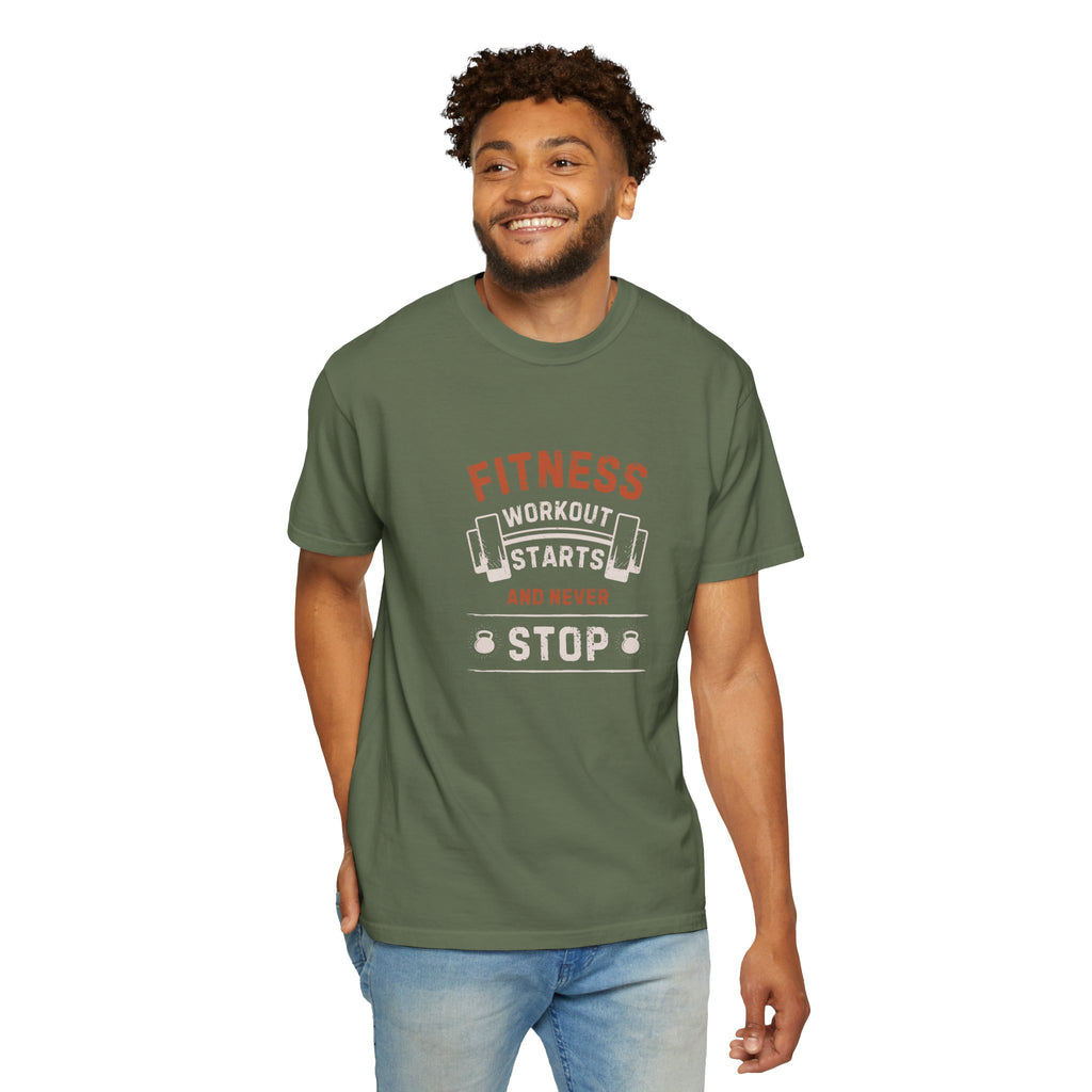 Fitness Workout Unisex Garment-Dyed T-shirt, Casual Wear, Summer Vibe, Gift for Friends, Motivational Relaxed Everyday Style