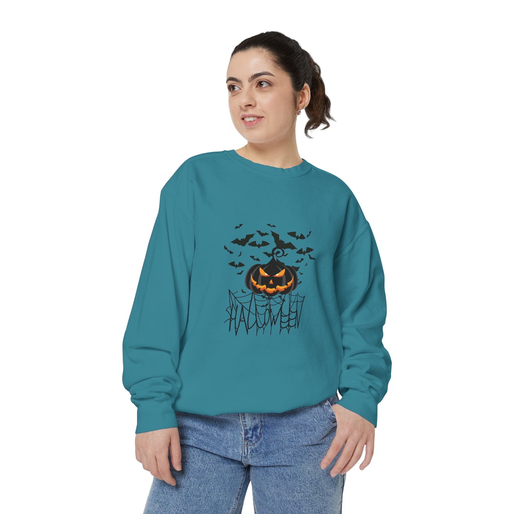 Leafen Halloween Web Unisex Sweatshirt, Casual Crewneck, Gift for Friends, Motivational Apparel, Everyday Comfort Wear