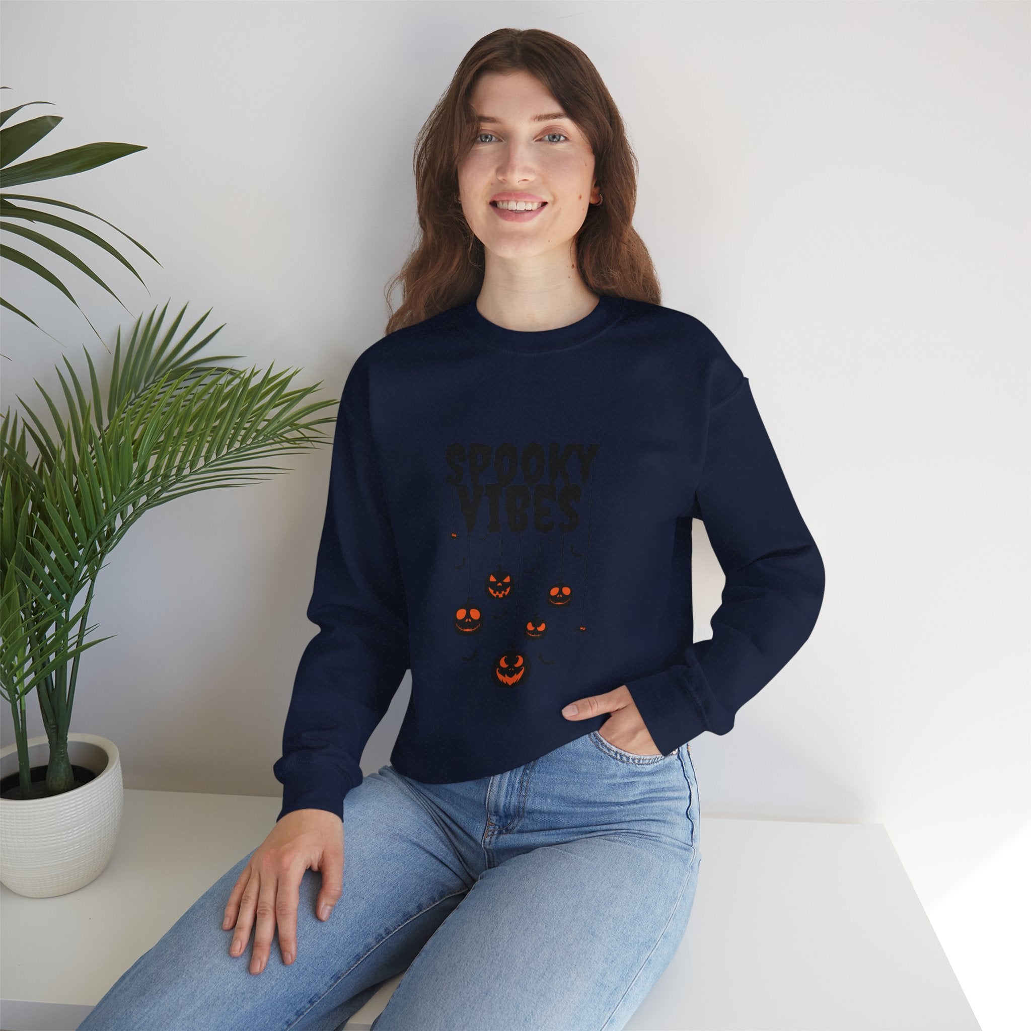 Leafen Spooky Vibes Unisex Garment-Dyed T-Shirt – 100% Ring-Spun Cotton, Soft Relaxed Fit Crewneck Tee for Men & Women