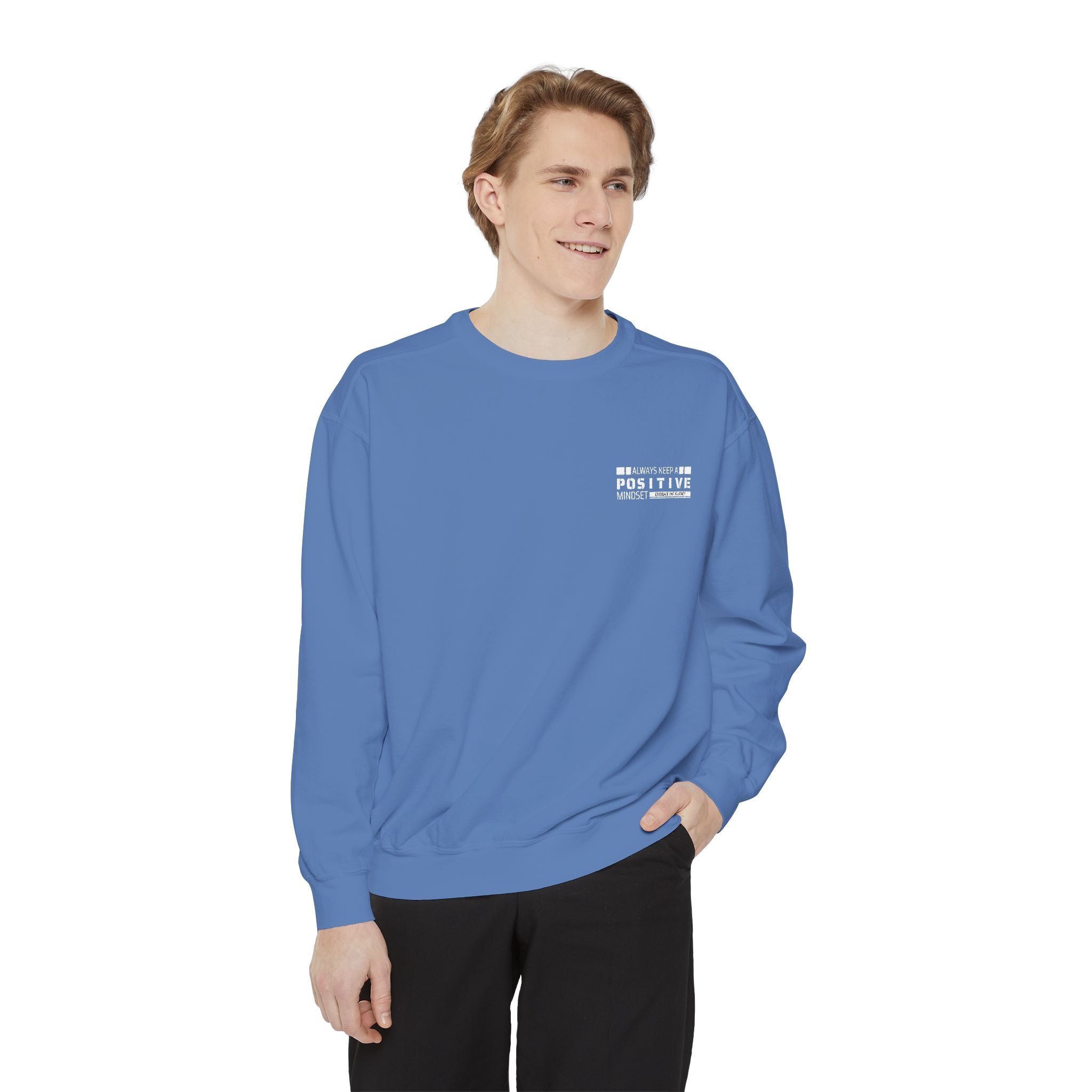Leafen Positive Vibes Unisex Sweatshirt, Casual Crewneck, Gift for Friends, Motivational Apparel, Everyday Comfort Wear