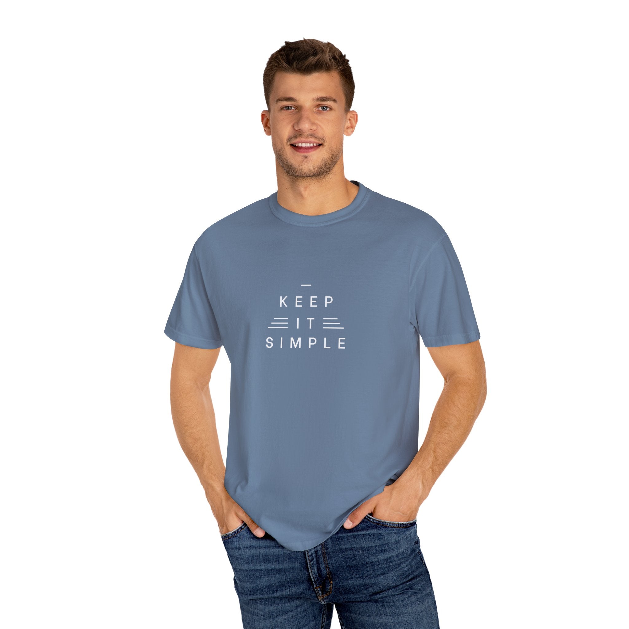 Leafen Keep it Simple Unisex Garment-Dyed T-shirt, Casual Wear, Summer Vibe, Gift for Friends, Relaxed Everyday Style