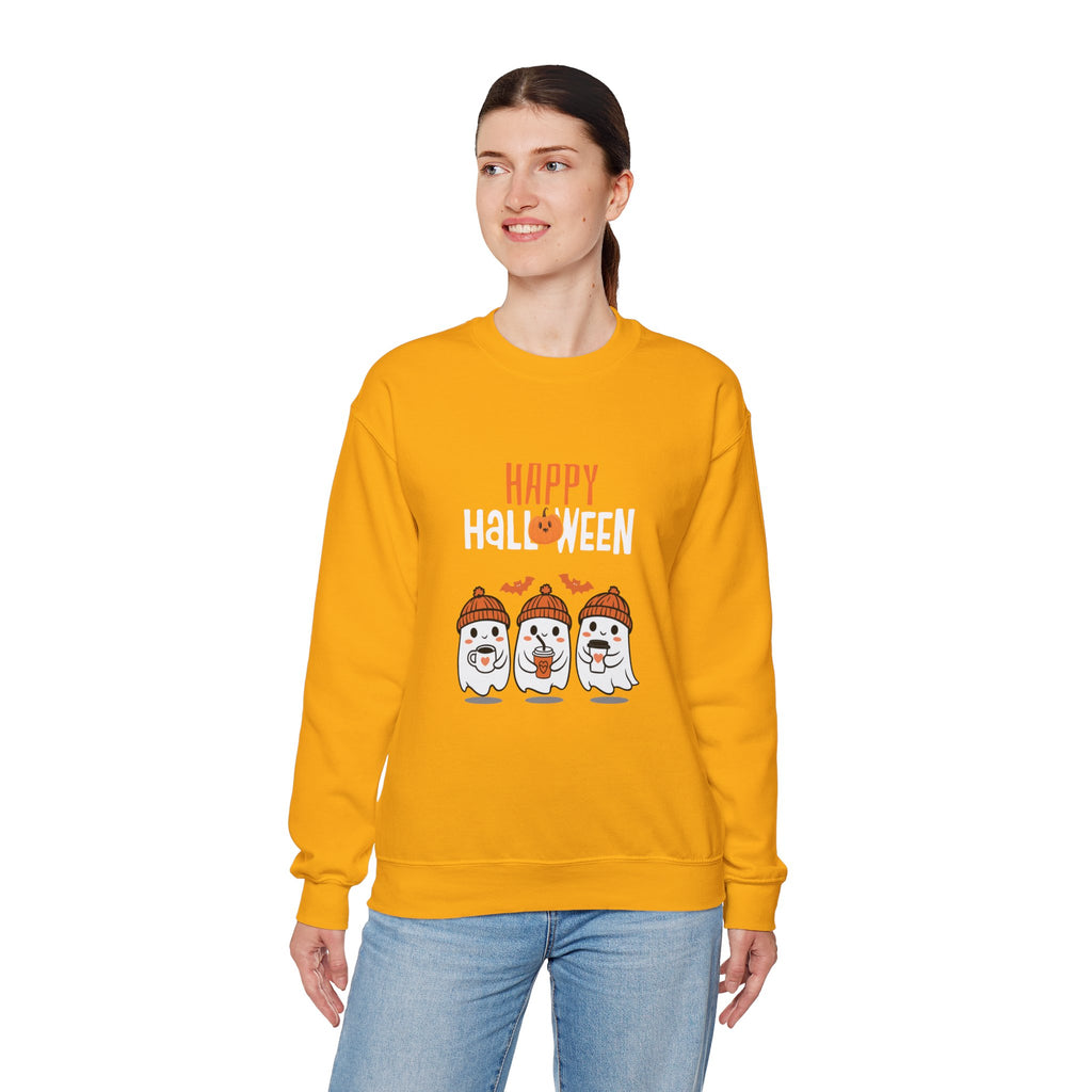 Leafen Happy Halloween Sweatshirt, Cozy Crewneck, Unisex Gift, Perfect for Halloween, Casual Wear