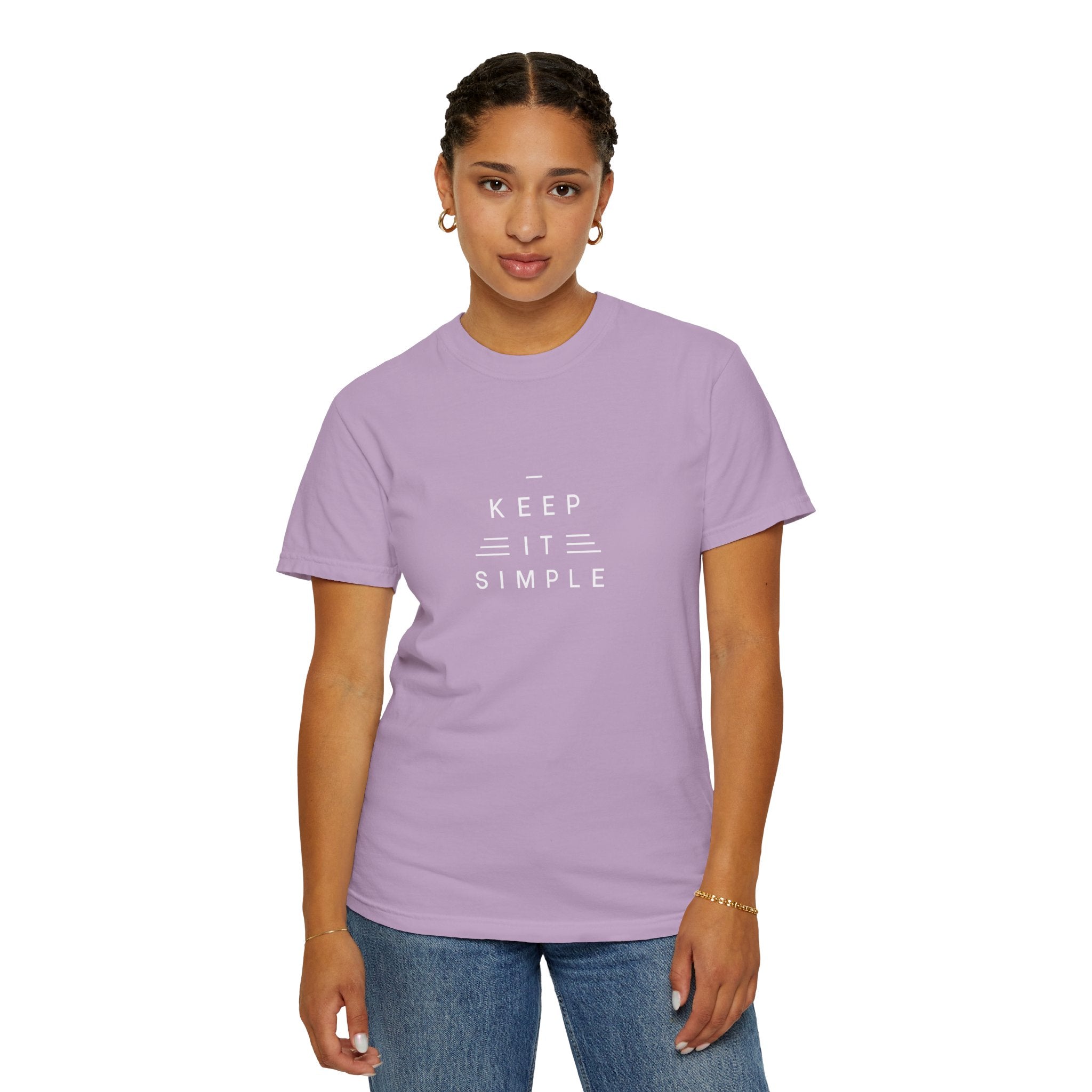 Leafen Keep it Simple Unisex Garment-Dyed T-shirt, Casual Wear, Summer Vibe, Gift for Friends, Relaxed Everyday Style