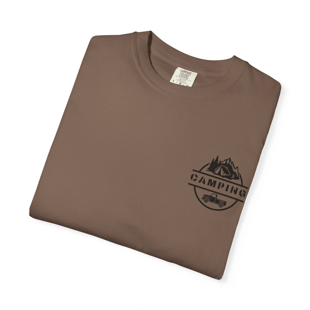 Leafen Camping Unisex Garment-Dyed T-shirt, Casual Wear, Summer Vibe, Gift for Friends, Relaxed Everyday Style