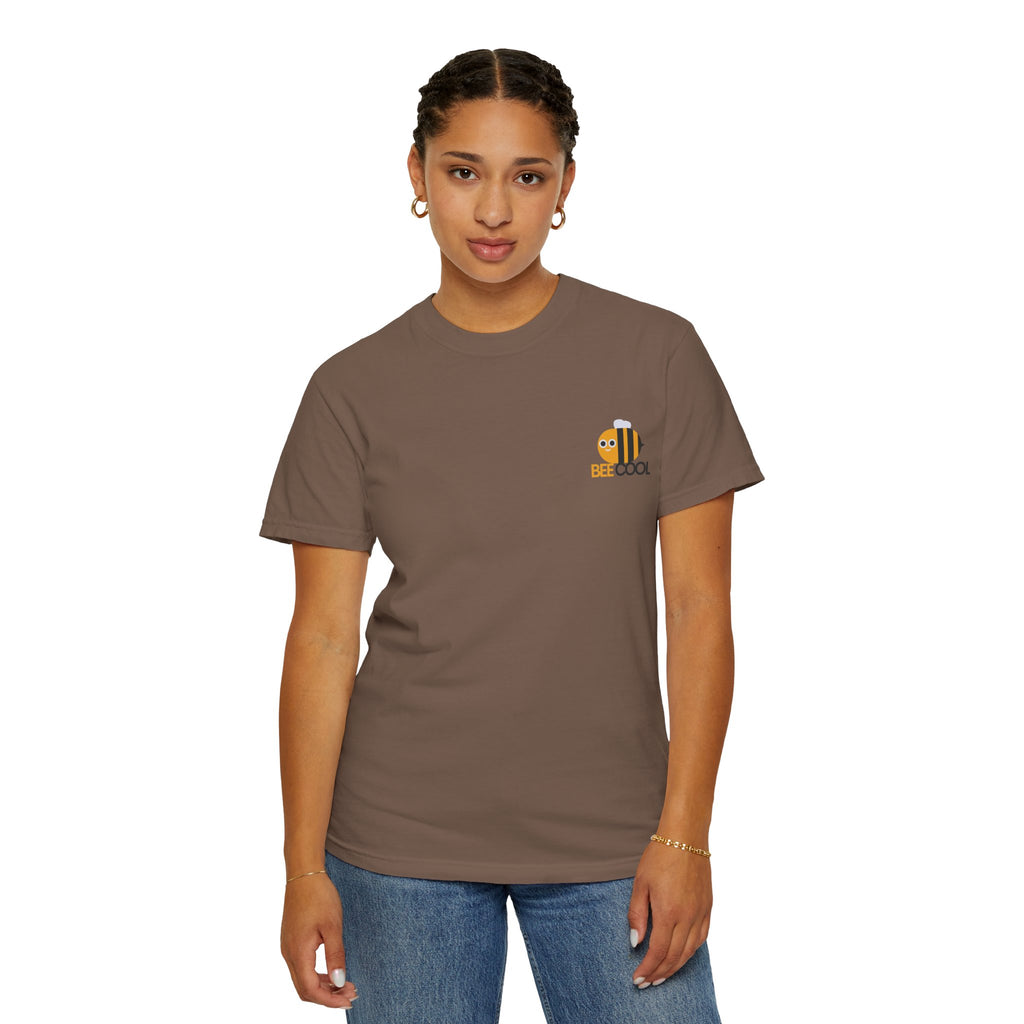 Leafen Bee Cool Unisex Garment-Dyed T-shirt, Casual Wear, Summer Vibe, Gift for Friends, Relaxed Everyday Style