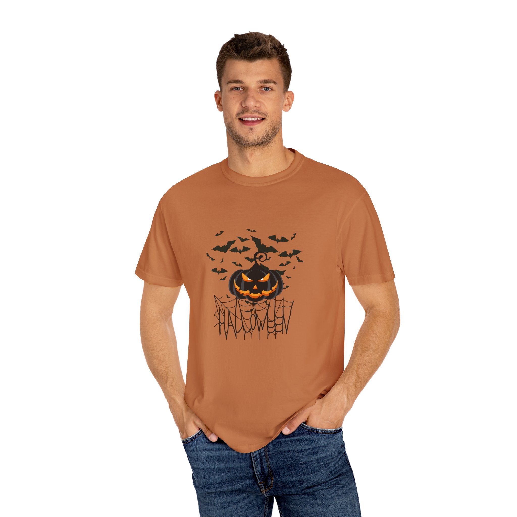 Halloween Vibe Unisex Garment-Dyed T-shirt, Casual Wear, Summer Vibe, Gift for Friends, Relaxed Everyday Style