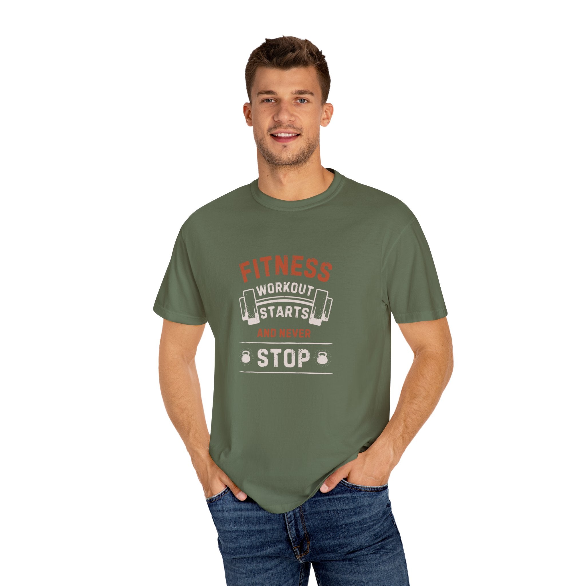 Fitness Workout Unisex Garment-Dyed T-shirt, Casual Wear, Summer Vibe, Gift for Friends, Motivational Relaxed Everyday Style