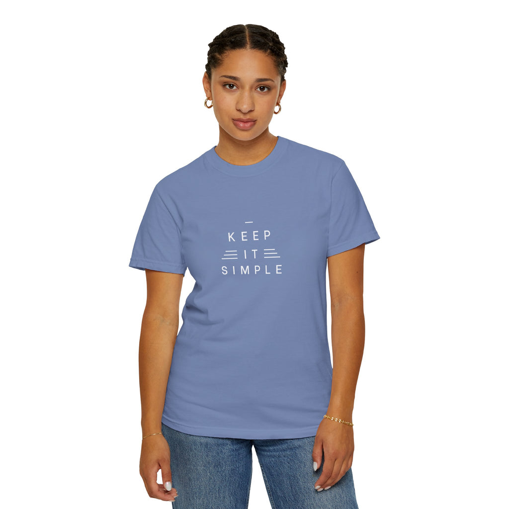 Leafen Keep it Simple Unisex Garment-Dyed T-shirt, Casual Wear, Summer Vibe, Gift for Friends, Relaxed Everyday Style