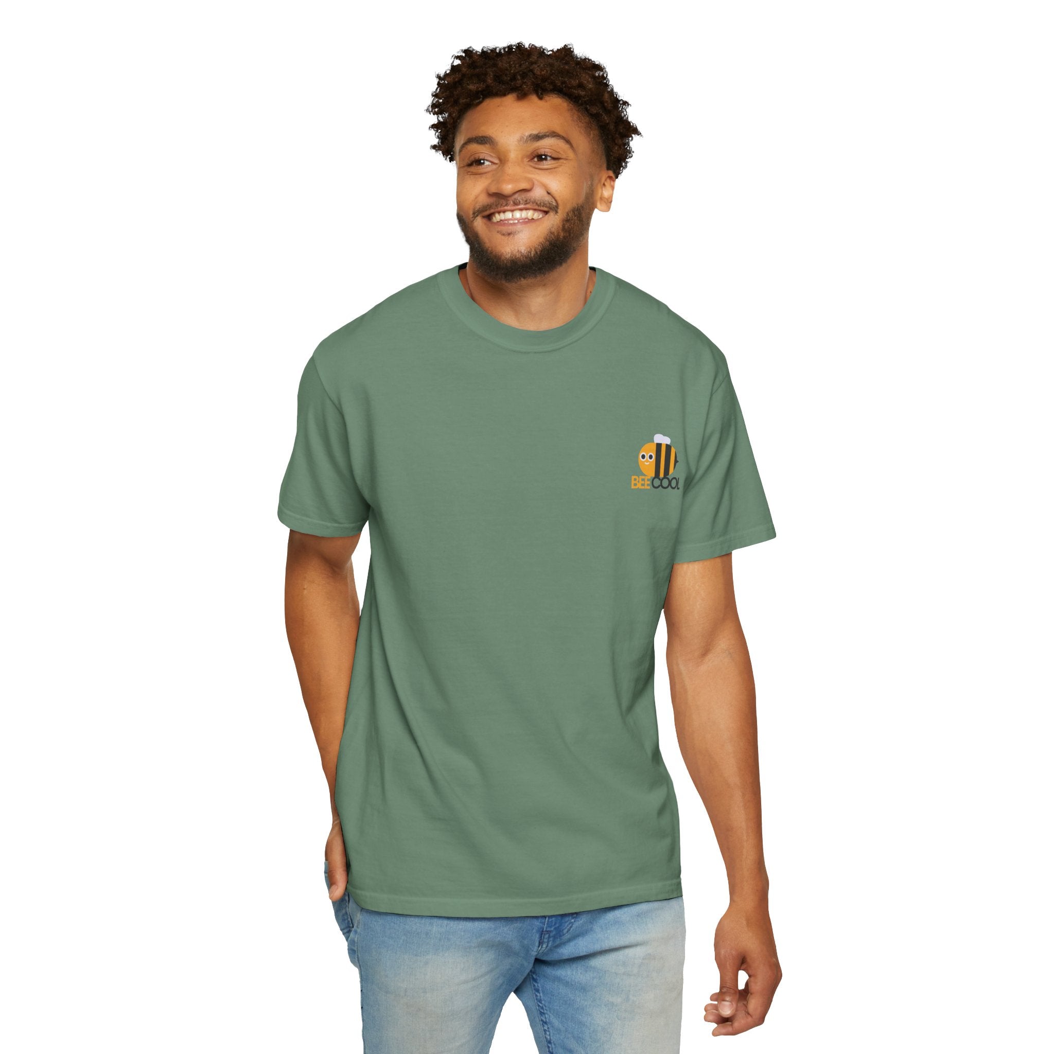 Leafen Bee Cool Unisex Garment-Dyed T-shirt, Casual Wear, Summer Vibe, Gift for Friends, Relaxed Everyday Style