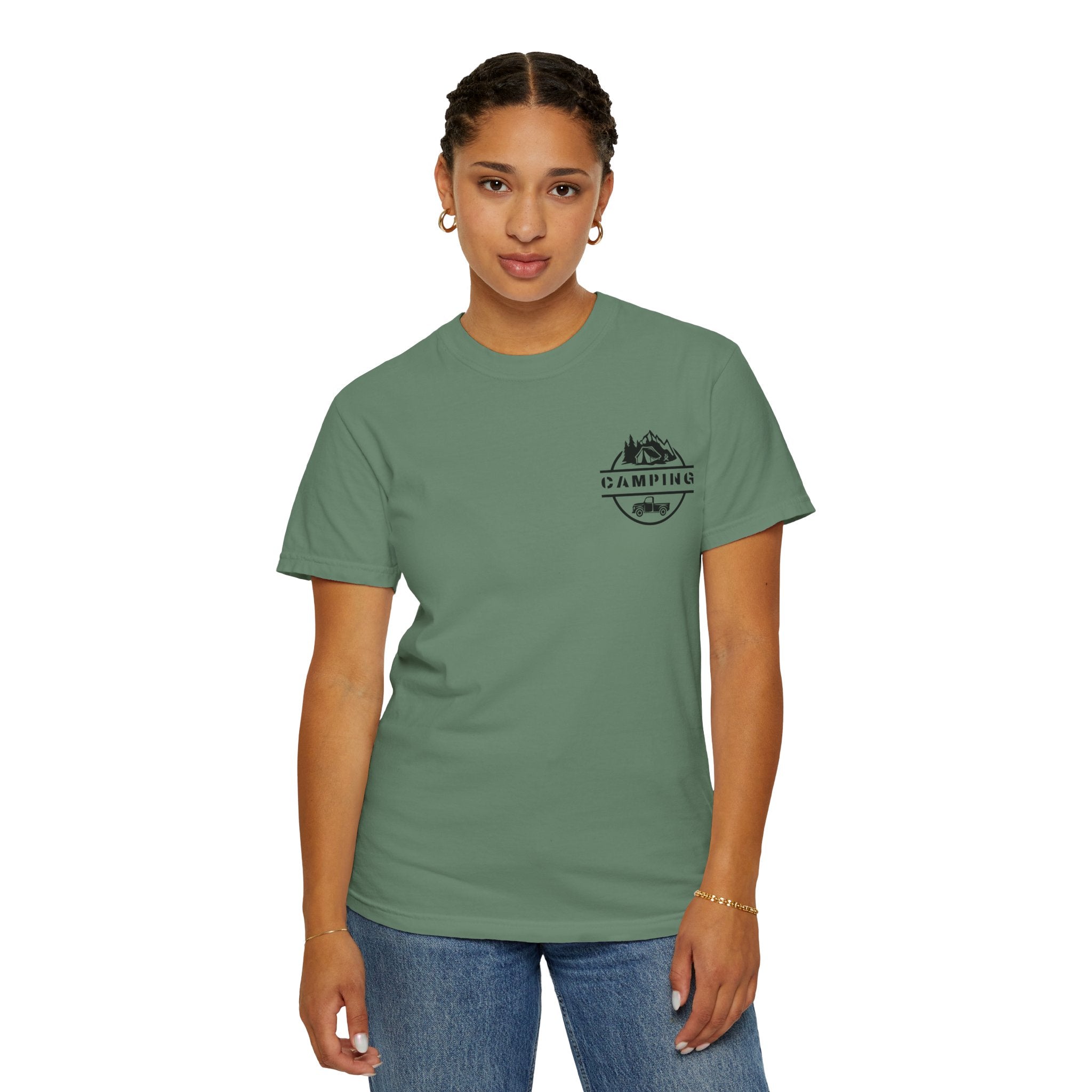 Leafen Camping Unisex Garment-Dyed T-shirt, Casual Wear, Summer Vibe, Gift for Friends, Relaxed Everyday Style